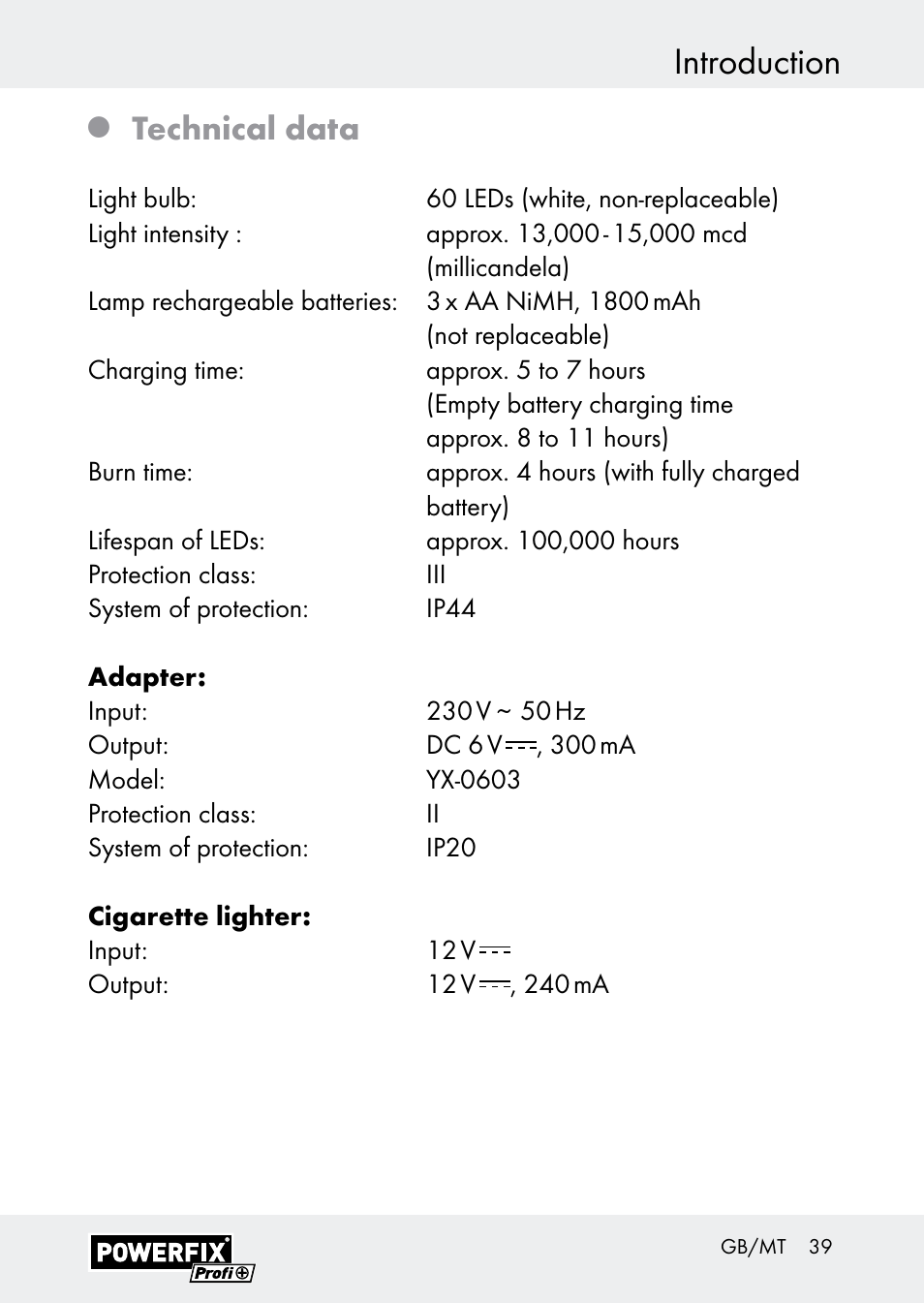 Introduction, Technical data | Powerfix Z30590-BS User Manual | Page 39 / 59