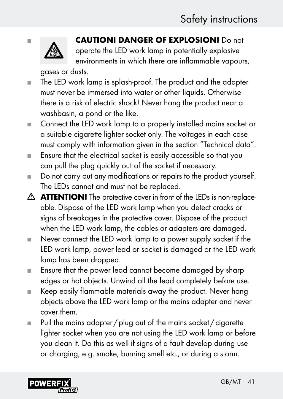 Safety instructions | Powerfix Z30590-BS User Manual | Page 41 / 59