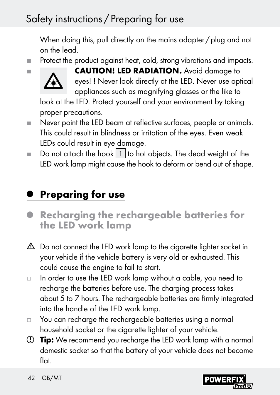 Safety instructions / preparing for use, Preparing for use | Powerfix Z30590-BS User Manual | Page 42 / 59