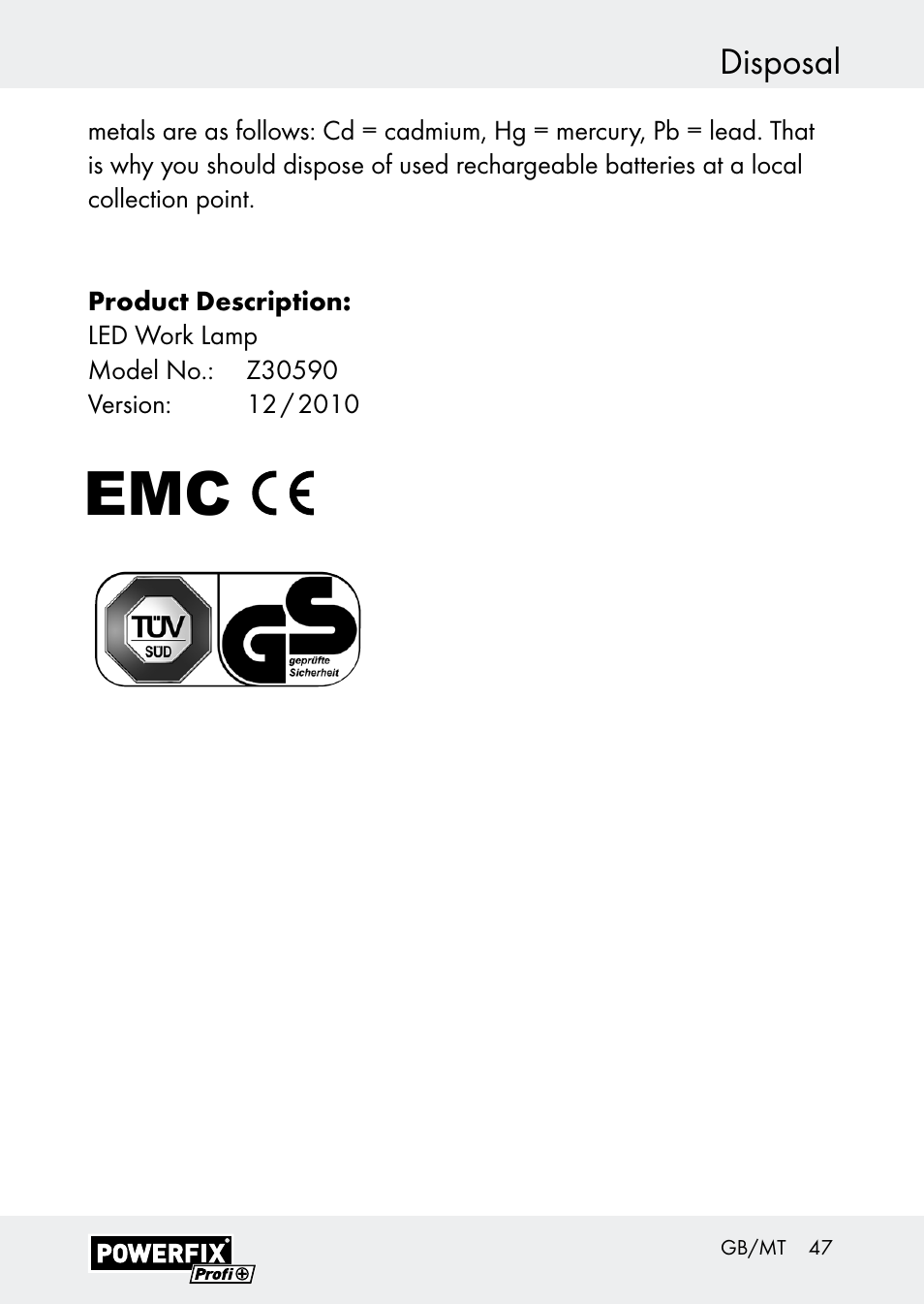 Disposal | Powerfix Z30590-BS User Manual | Page 47 / 59