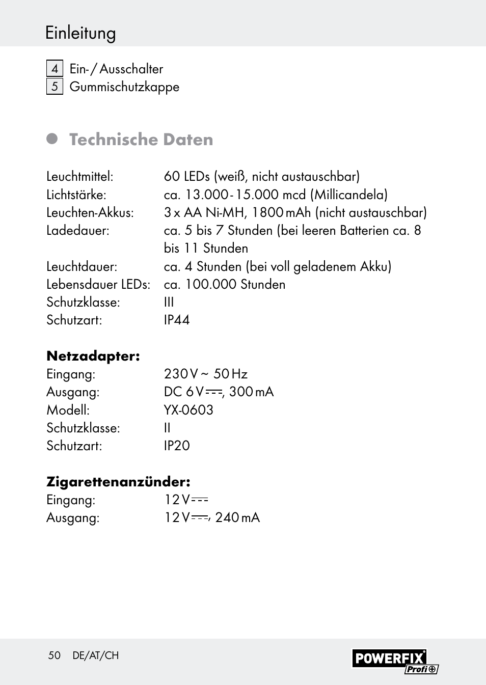 Einleitung, Technische daten | Powerfix Z30590-BS User Manual | Page 50 / 59