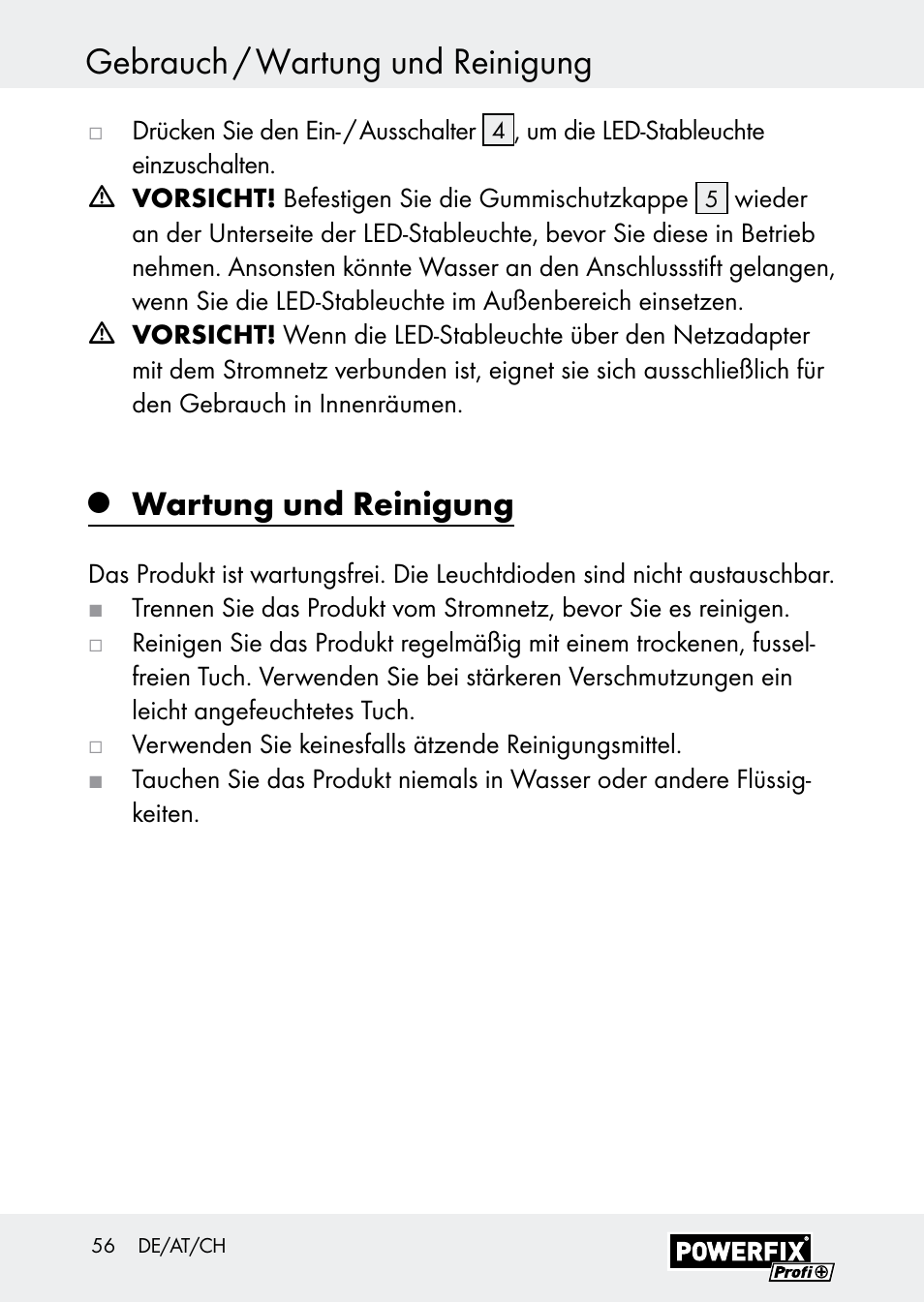 Gebrauch / wartung und reinigung, Wartung und reinigung | Powerfix Z30590-BS User Manual | Page 56 / 59