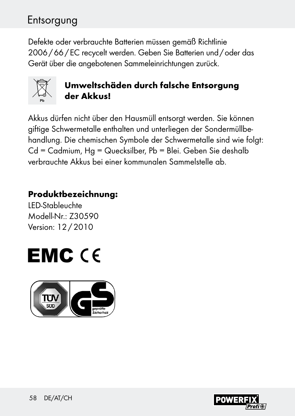 Entsorgung | Powerfix Z30590-BS User Manual | Page 58 / 59