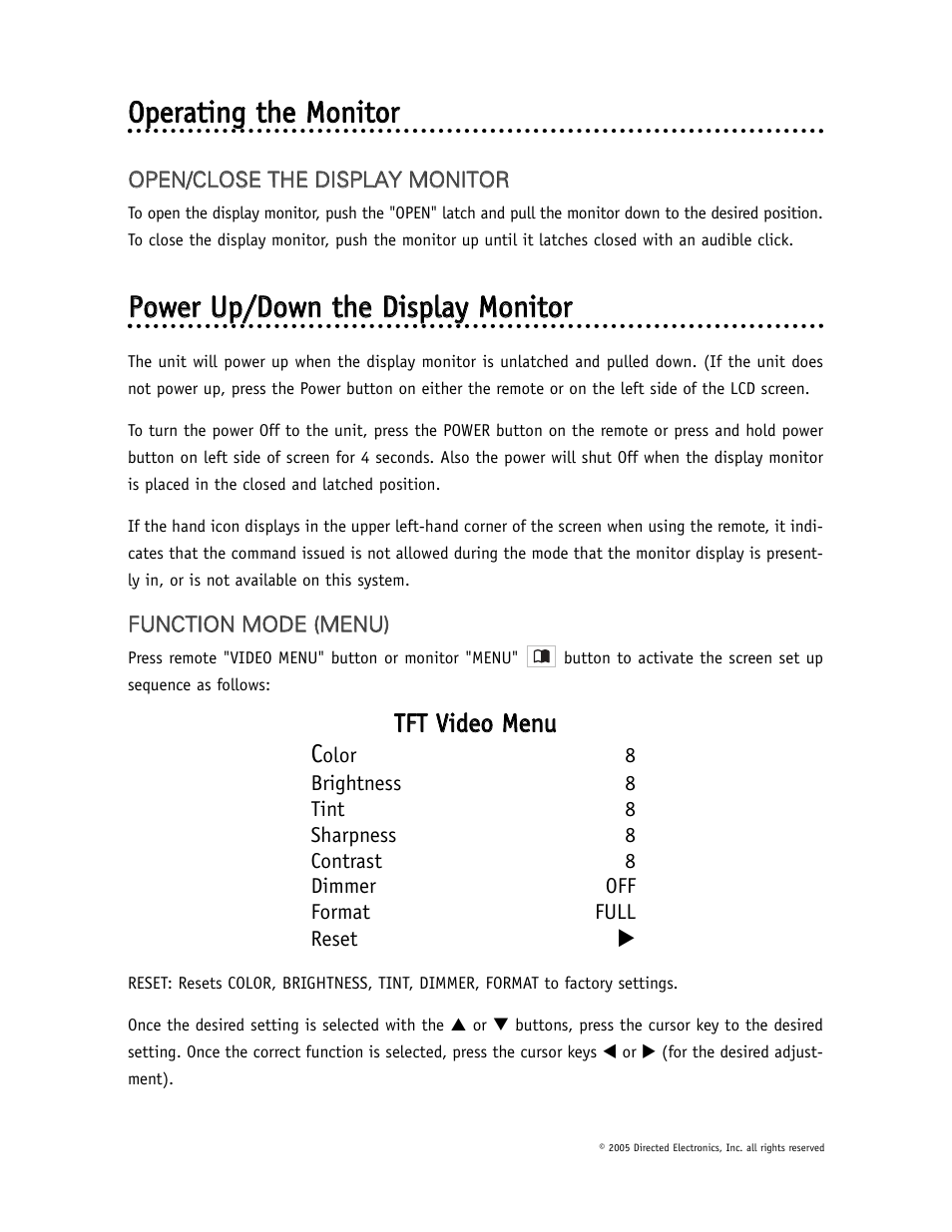 Oop peerraattiin ng g tth hee m mo on niitto orr | Directed Video OHD1500 User Manual | Page 15 / 37