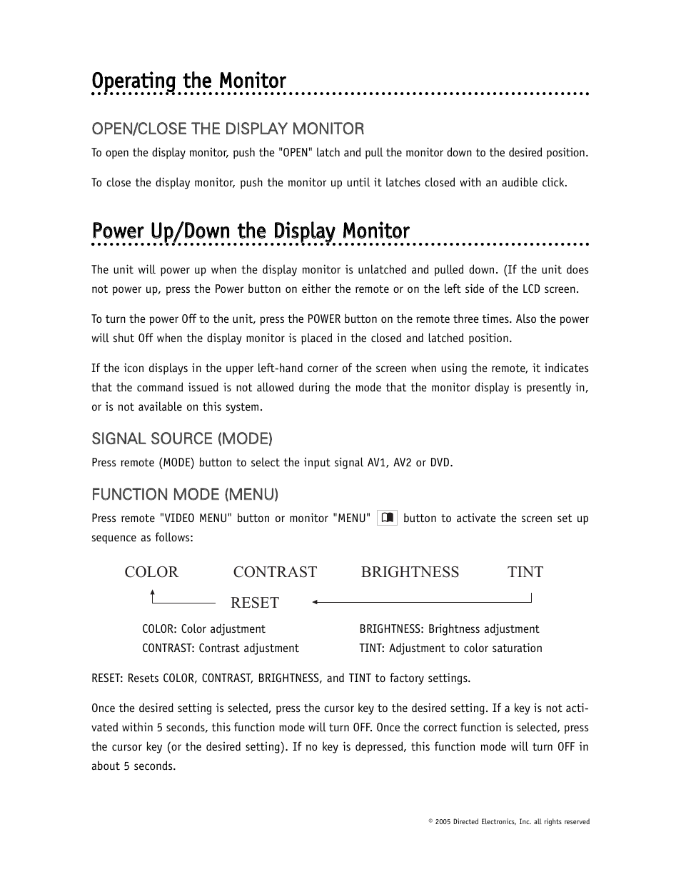Oop peerraattiin ng g tth hee m mo on niitto orr | Directed Video OHD1500 User Manual | Page 31 / 37