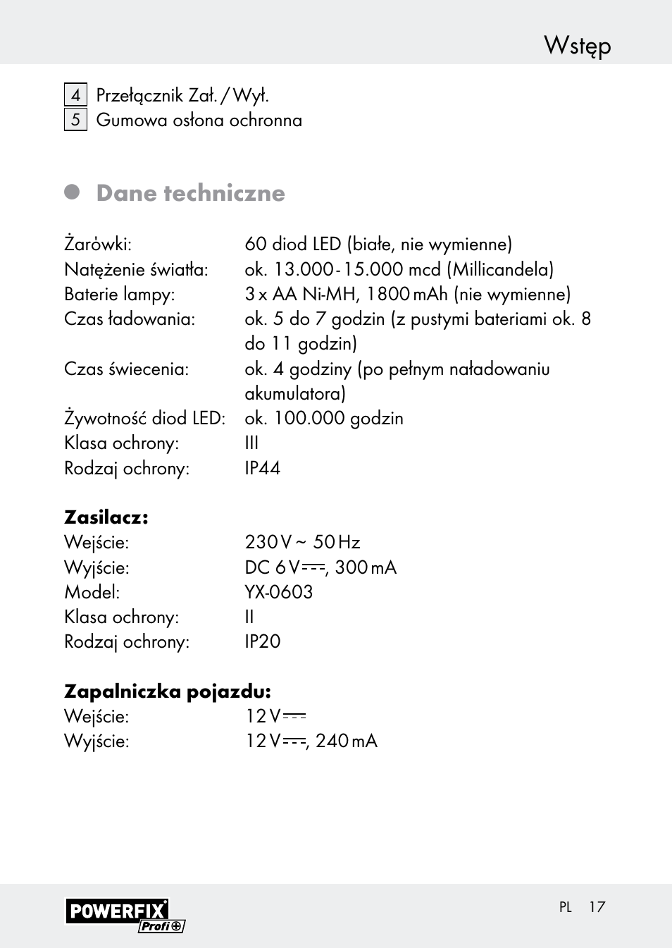 Wstęp, Dane techniczne | Powerfix Z30590-BS User Manual | Page 17 / 79