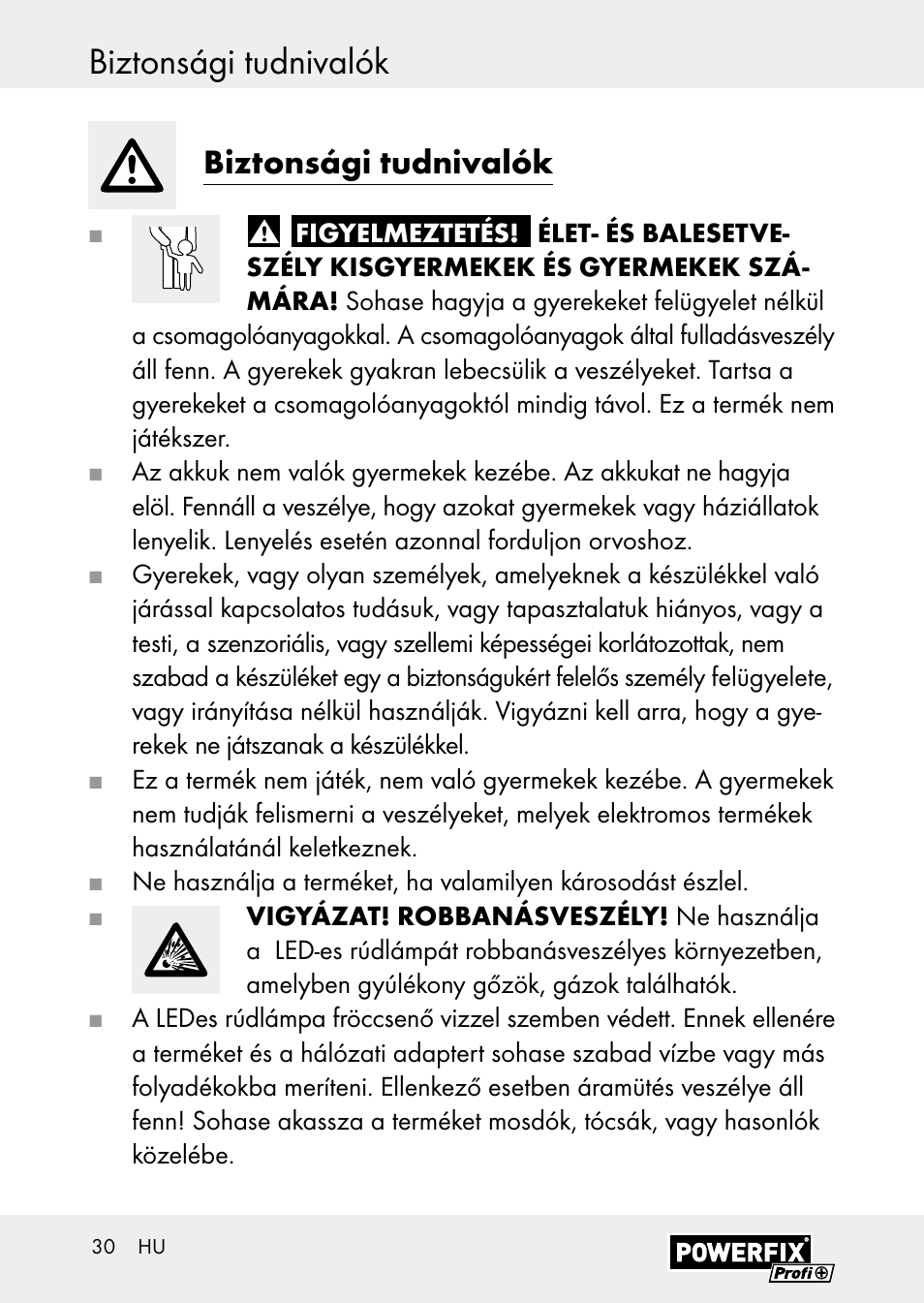 Biztonsági tudnivalók | Powerfix Z30590-BS User Manual | Page 30 / 79