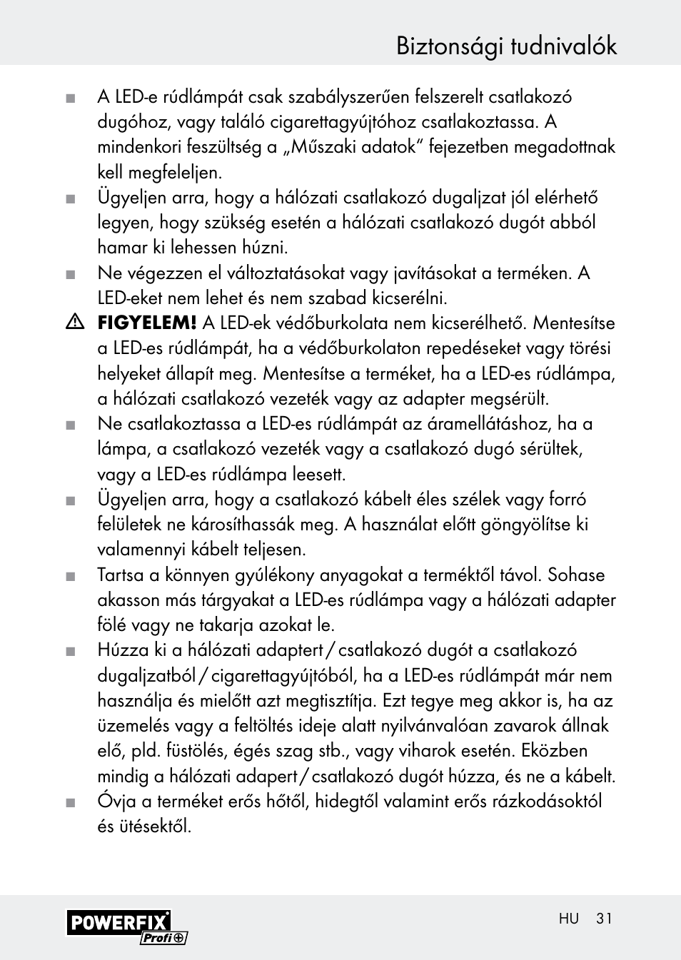 Biztonsági tudnivalók | Powerfix Z30590-BS User Manual | Page 31 / 79