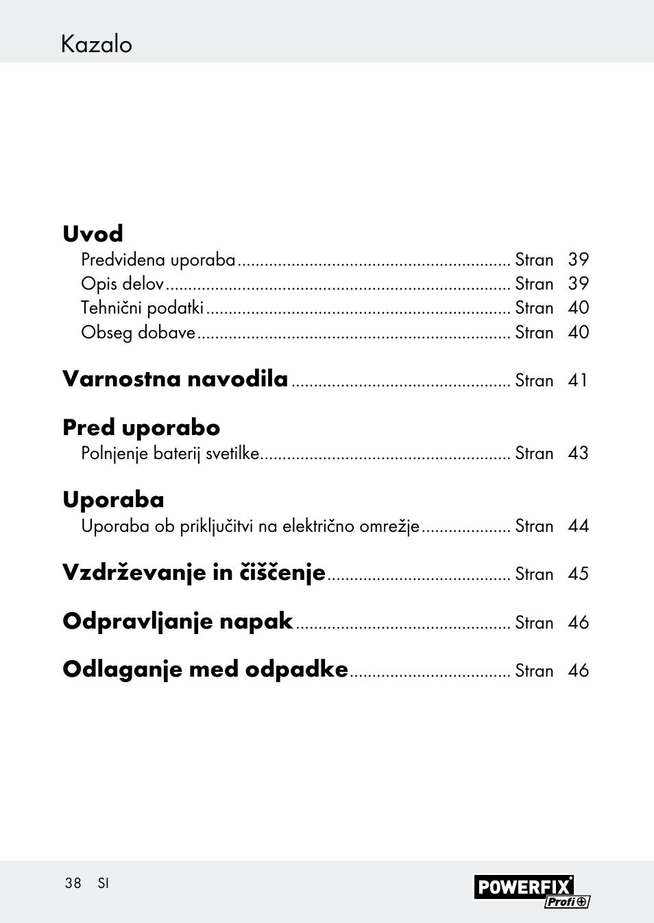 Kazalo | Powerfix Z30590-BS User Manual | Page 38 / 79