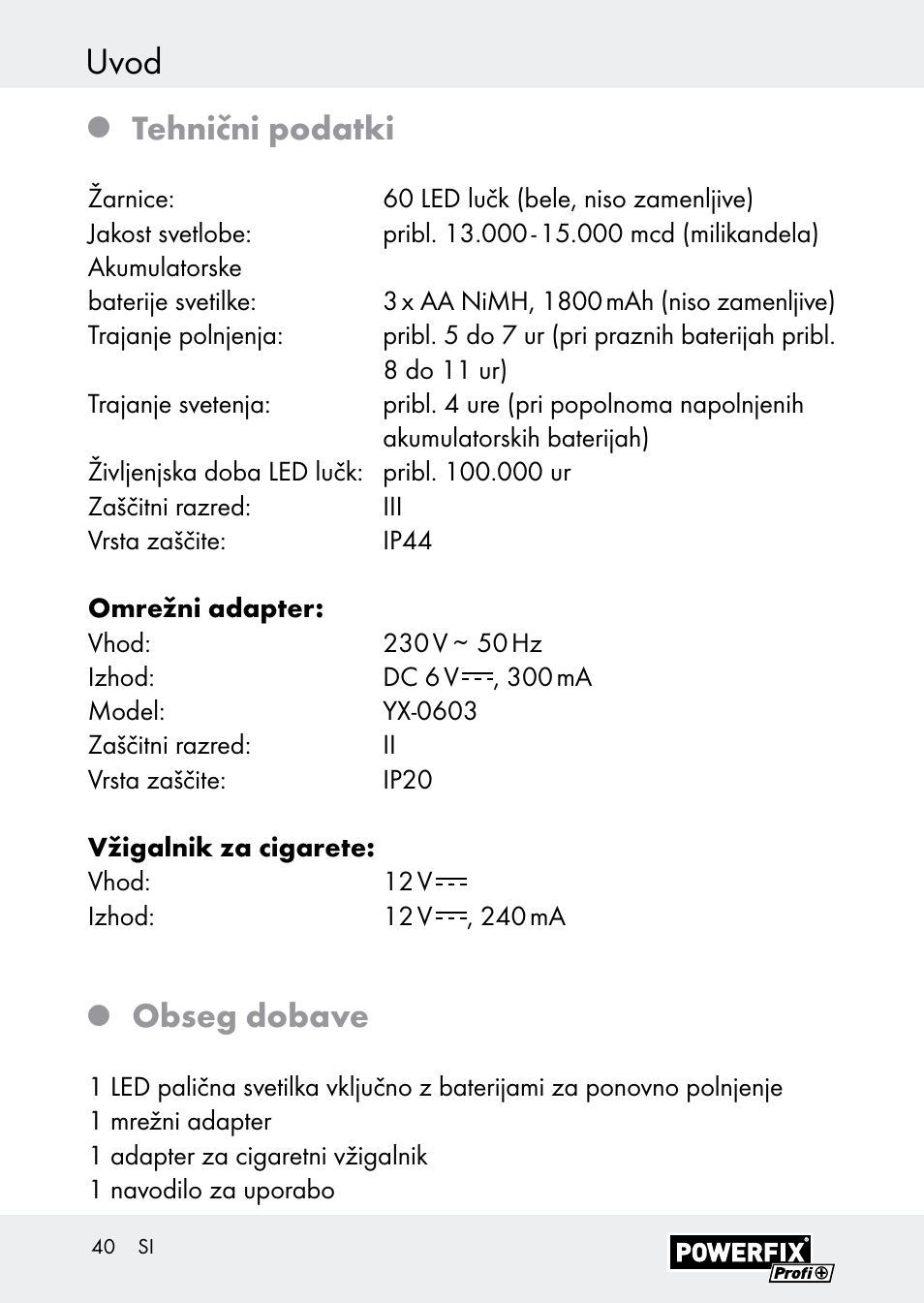 Uvod, Tehnični podatki, Obseg dobave | Powerfix Z30590-BS User Manual | Page 40 / 79