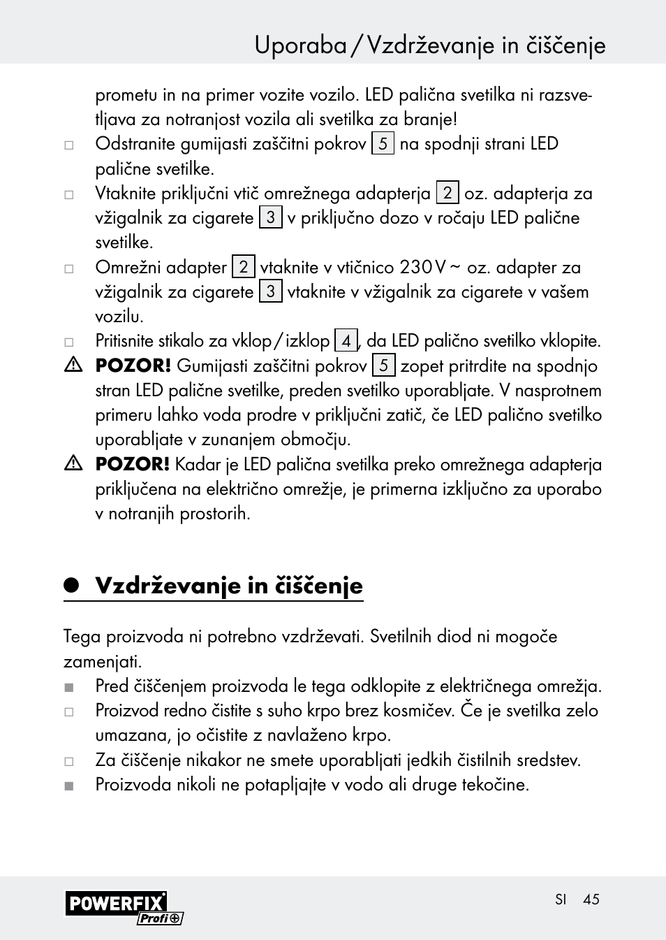 Uporaba / vzdrževanje in čiščenje, Vzdrževanje in čiščenje | Powerfix Z30590-BS User Manual | Page 45 / 79