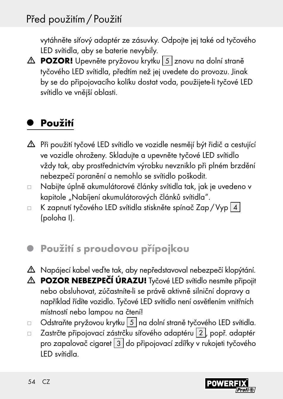 Před použitím / použití, Použití, Použití s proudovou přípojkou | Powerfix Z30590-BS User Manual | Page 54 / 79