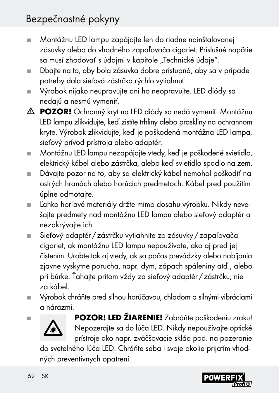 Bezpečnostné pokyny | Powerfix Z30590-BS User Manual | Page 62 / 79