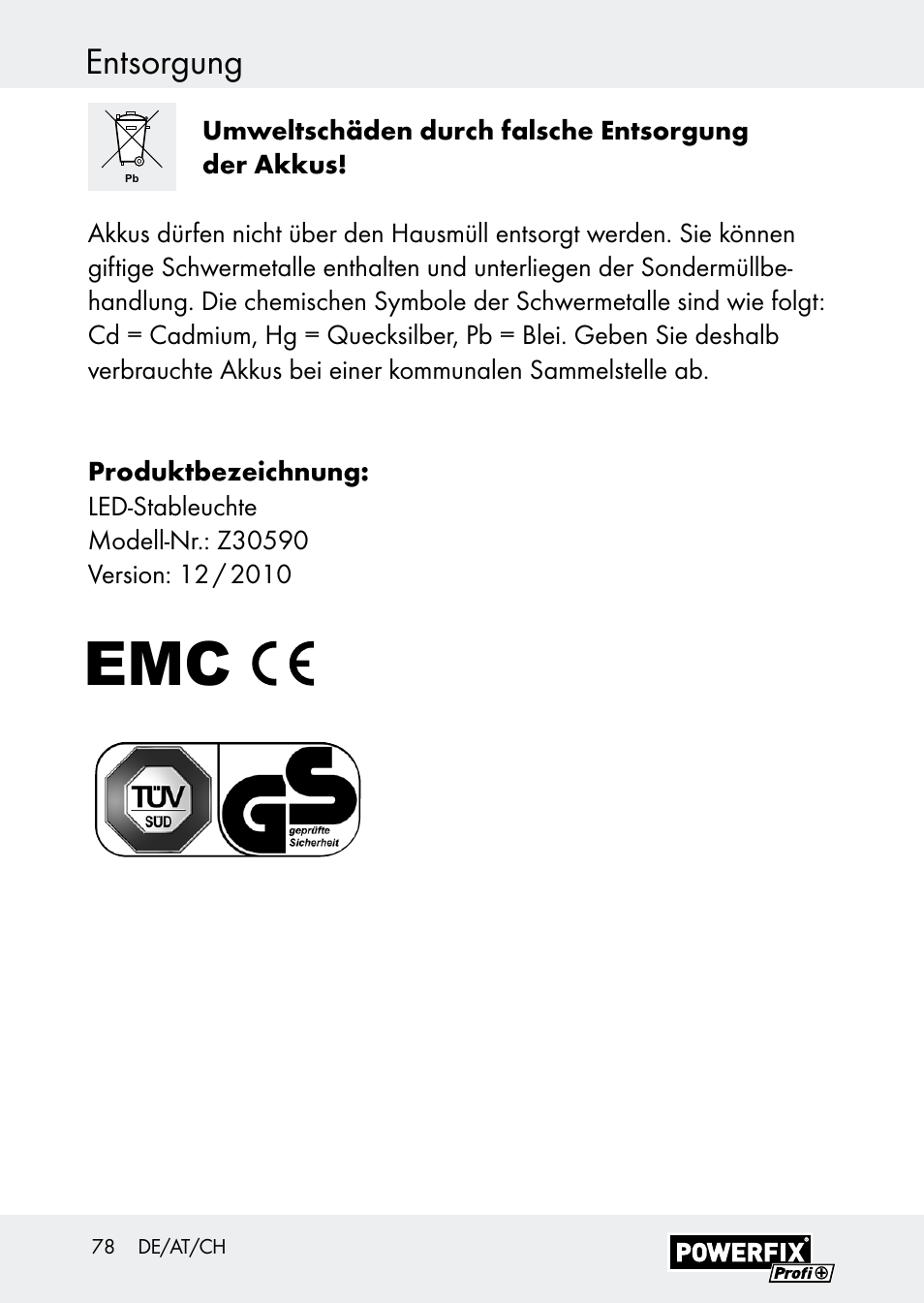 Entsorgung | Powerfix Z30590-BS User Manual | Page 78 / 79