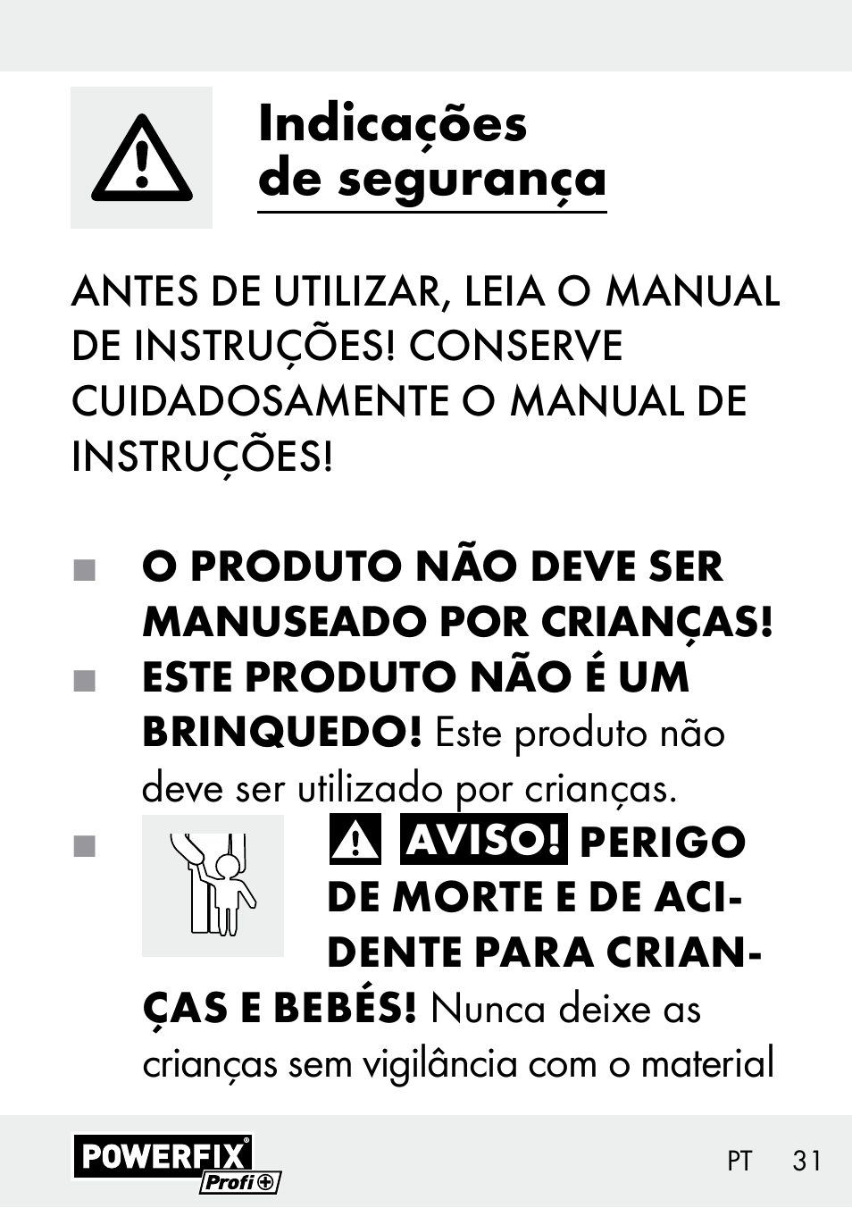 Indicações de segurança | Powerfix Z29621 User Manual | Page 31 / 59