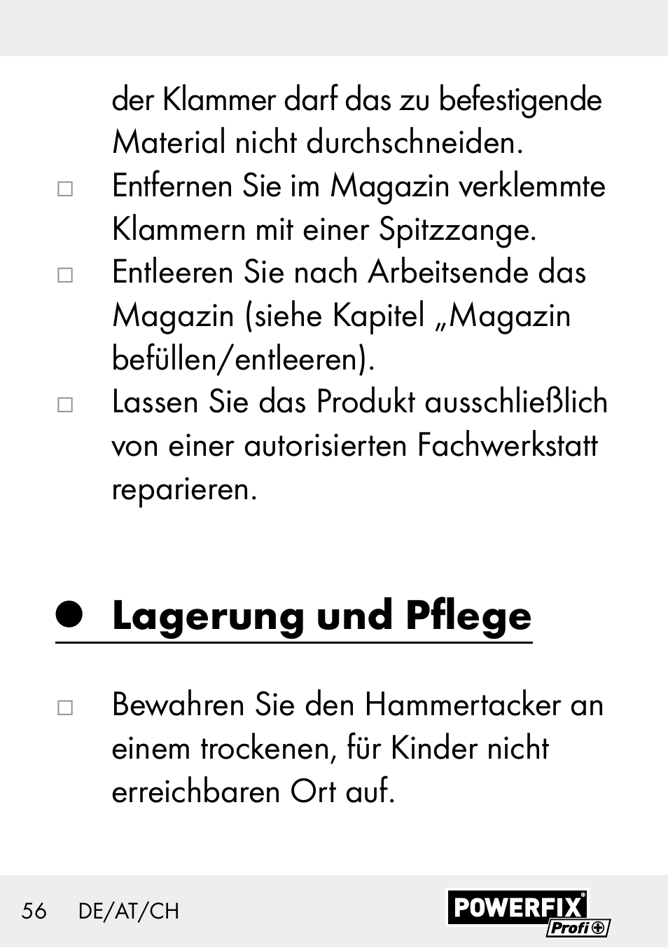 Lagerung und pflege | Powerfix Z29621 User Manual | Page 56 / 59