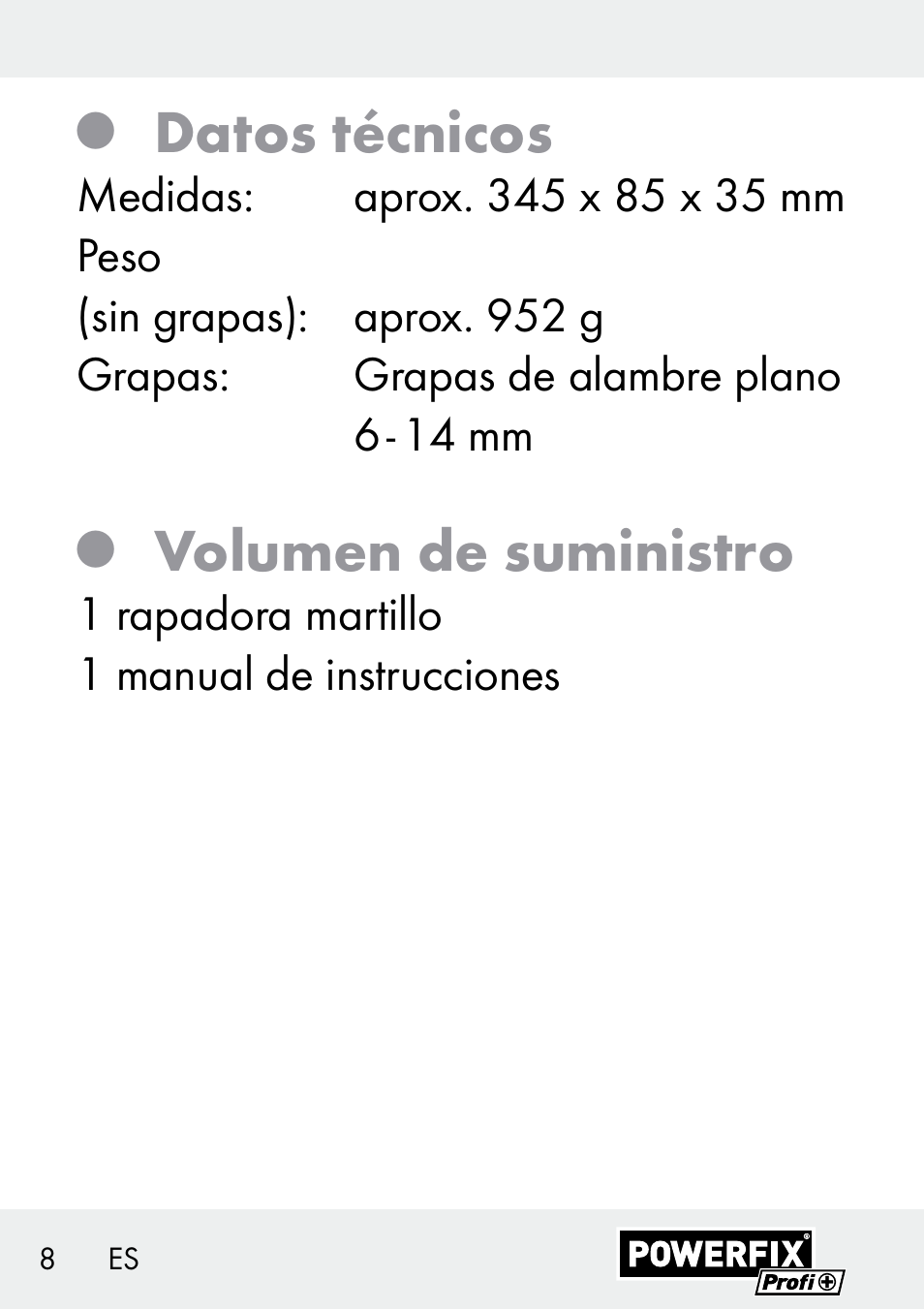Datos técnicos, Volumen de suministro | Powerfix Z29621 User Manual | Page 8 / 59