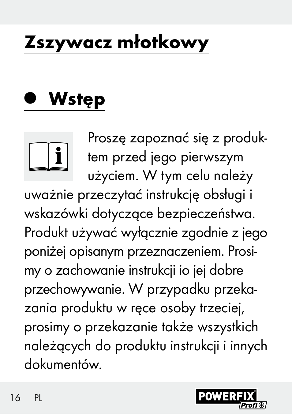 Zszywacz młotkowy, Wstęp | Powerfix Z29621 User Manual | Page 16 / 78