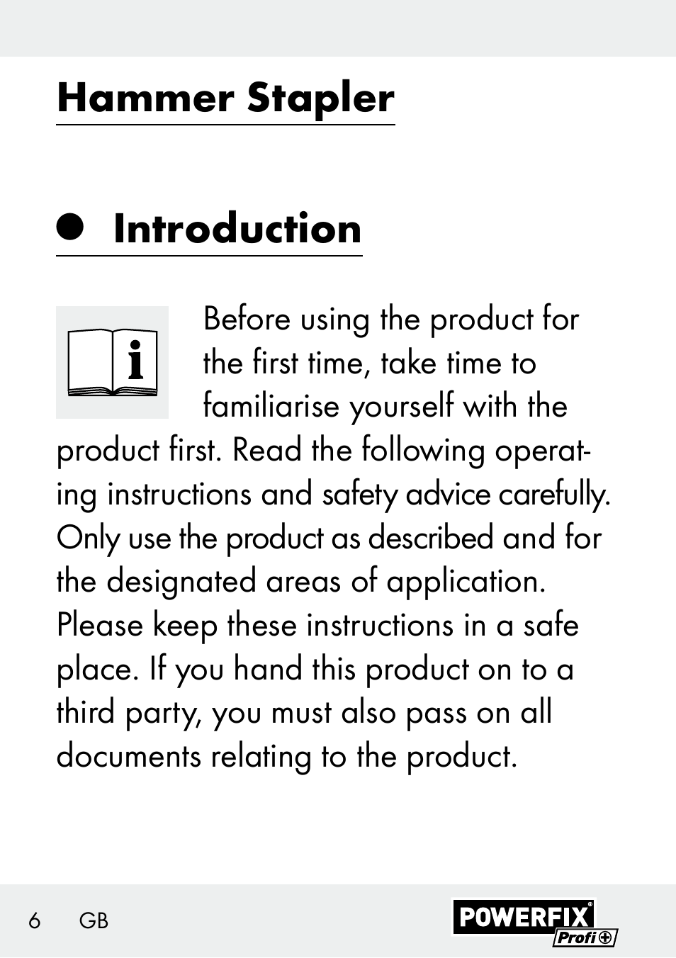 Hammer stapler, Introduction | Powerfix Z29621 User Manual | Page 6 / 78