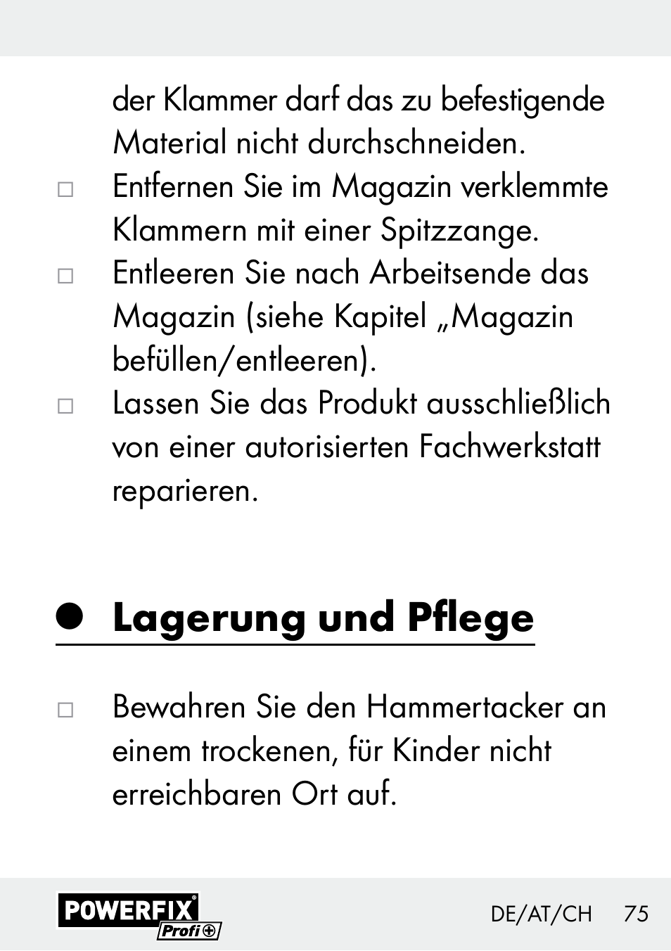 Lagerung und pflege | Powerfix Z29621 User Manual | Page 75 / 78