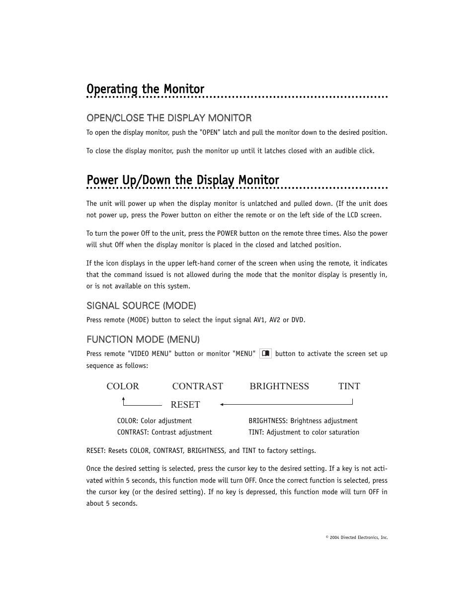 Oop peerraattiin ng g tth hee m mo on niitto orr | Directed Electronics OHD1040 User Manual | Page 14 / 20
