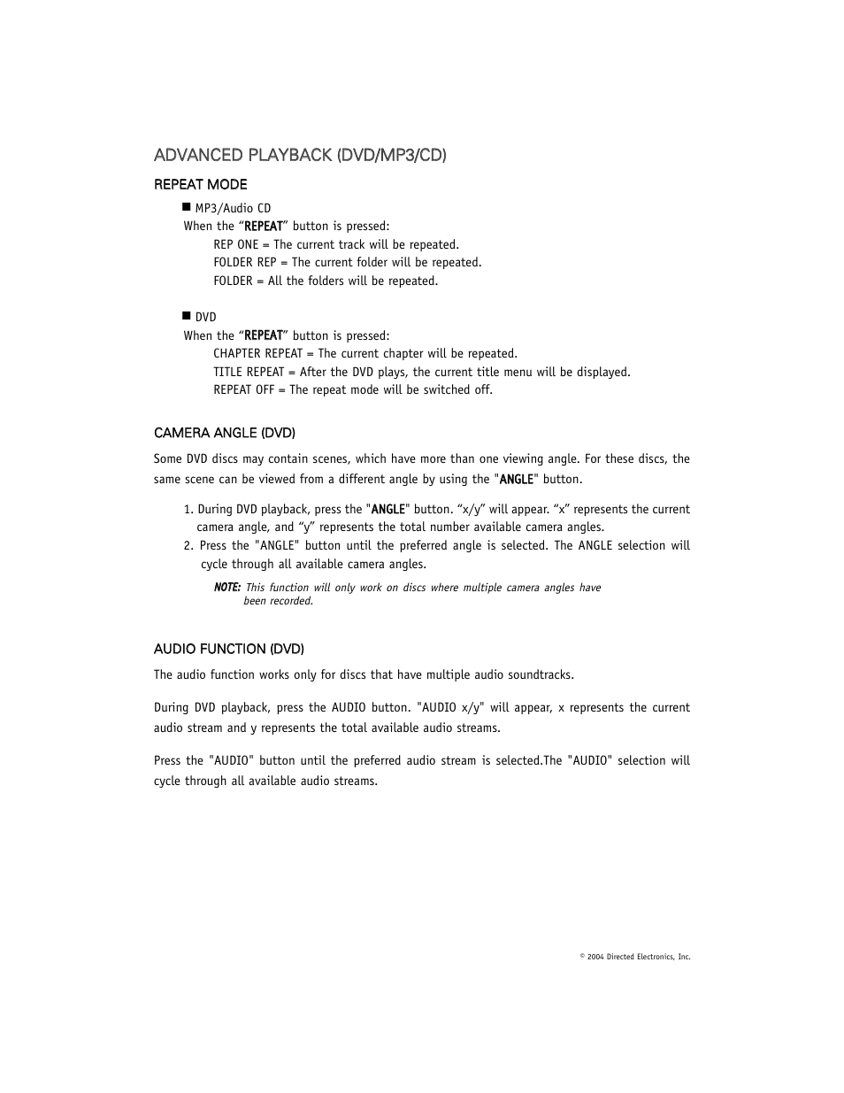 Directed Electronics OHD1040 User Manual | Page 18 / 20