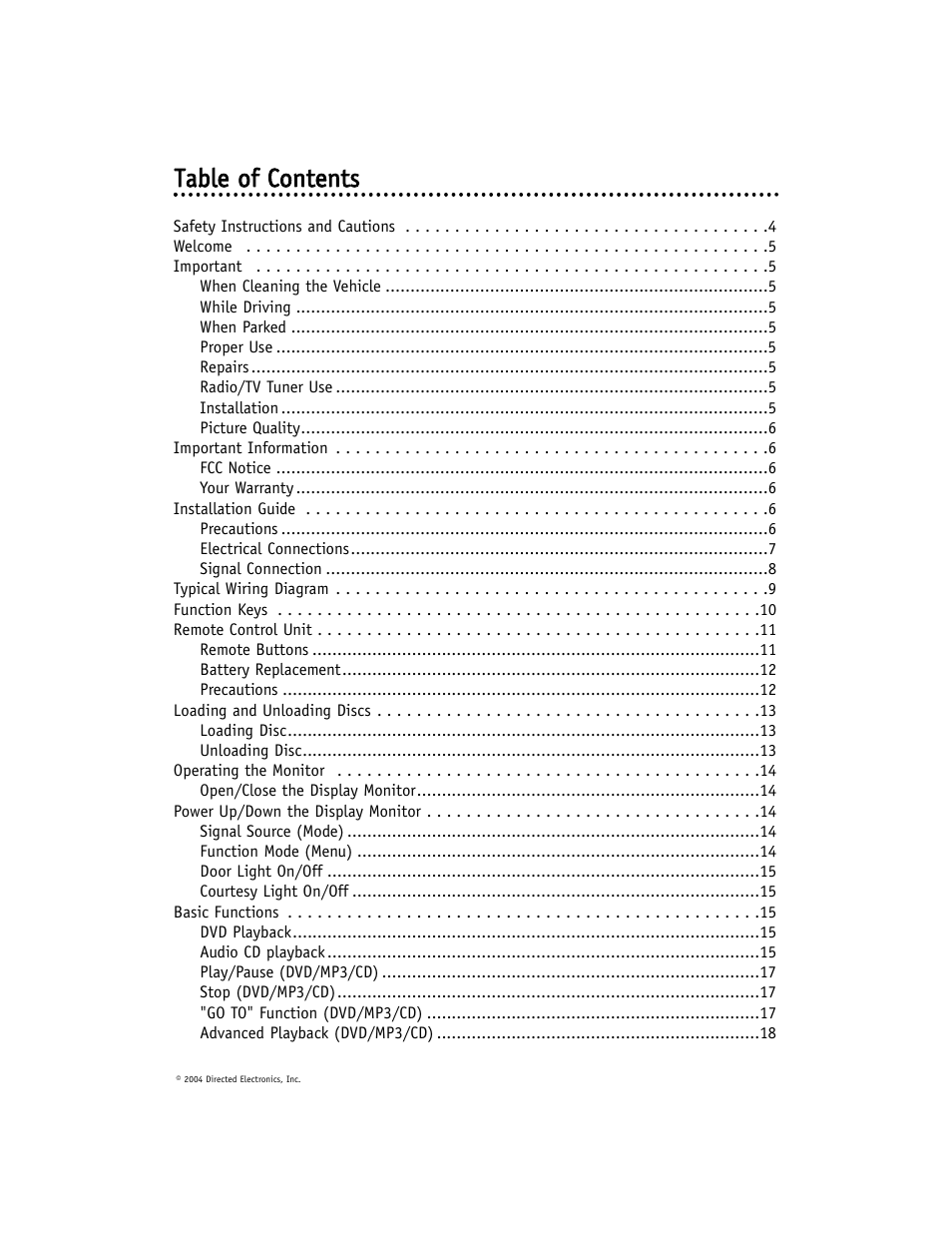 Ttaab bllee o off cco on ntteen nttss | Directed Electronics OHD1040 User Manual | Page 3 / 20