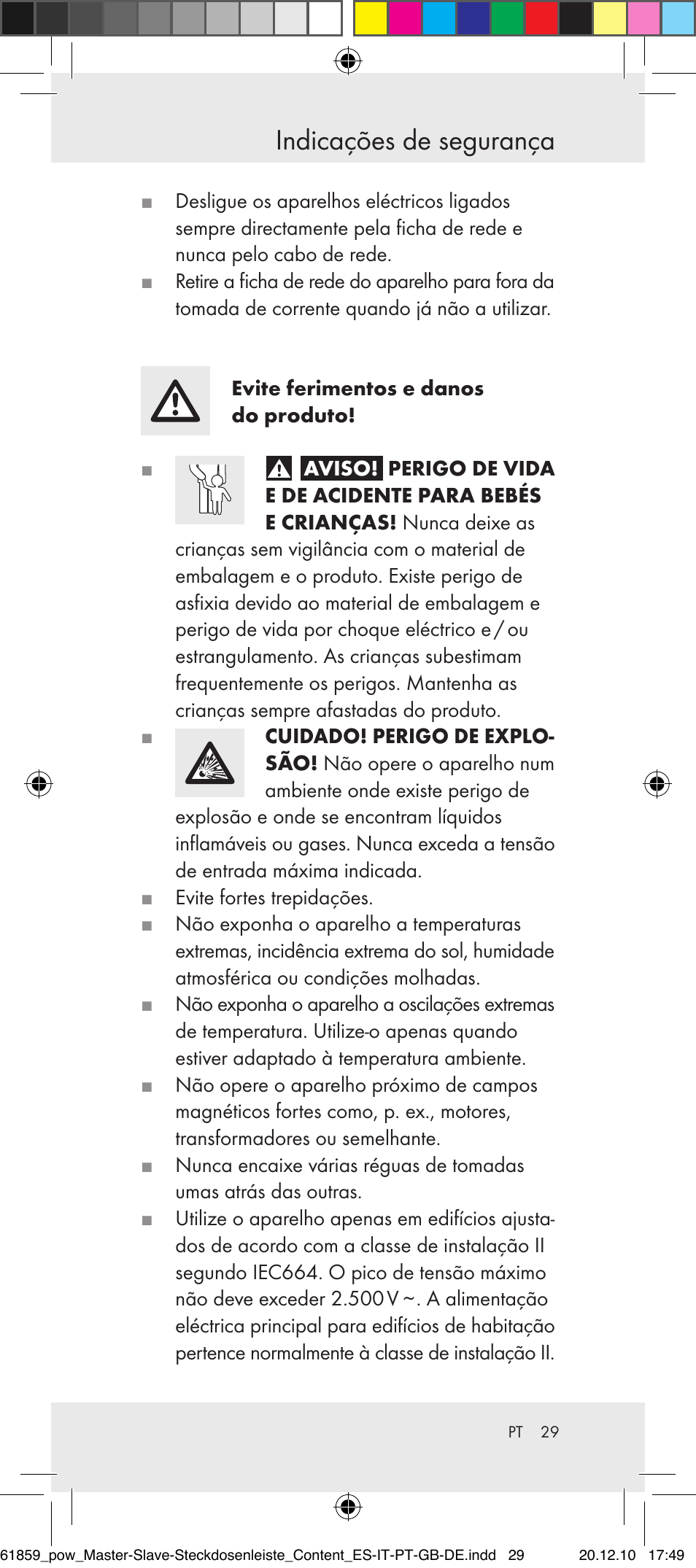 Indicações de segurança | Powerfix Digital Master-Slave Extension Lead User Manual | Page 25 / 52