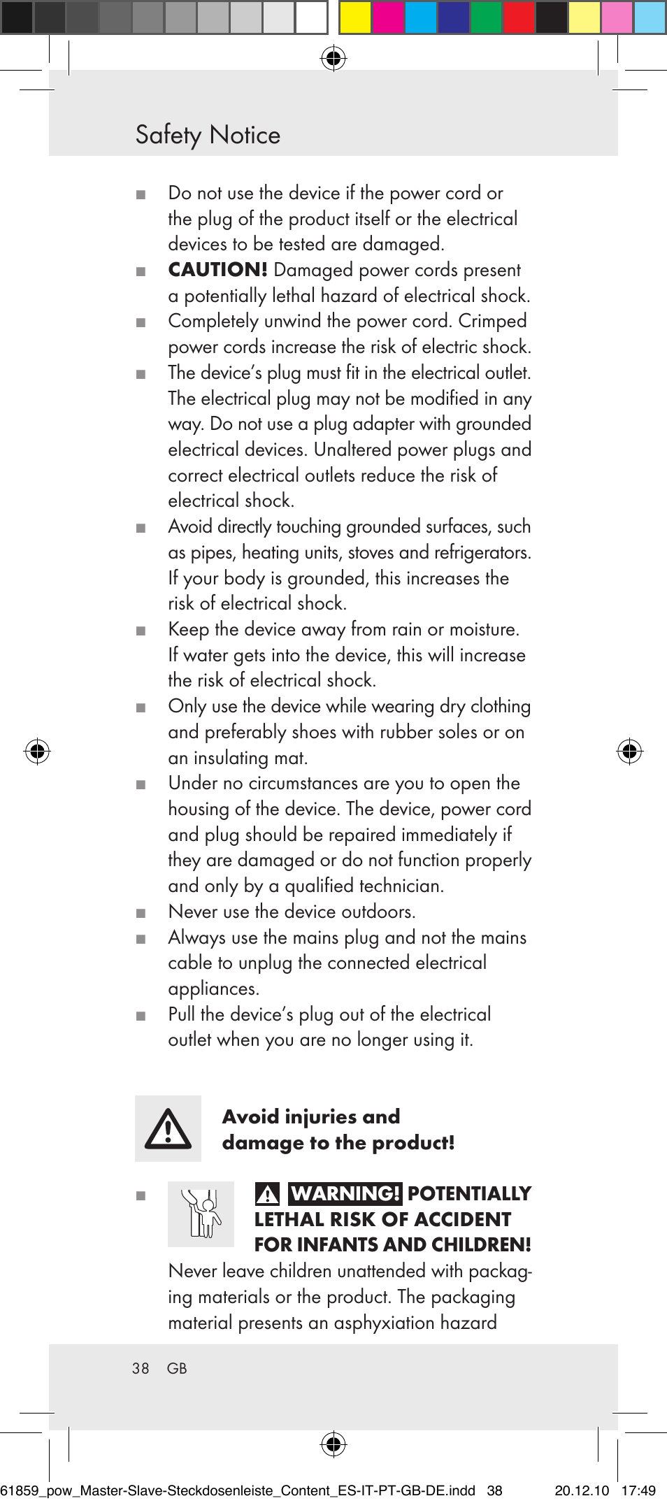 Safety notice | Powerfix Digital Master-Slave Extension Lead User Manual | Page 34 / 52