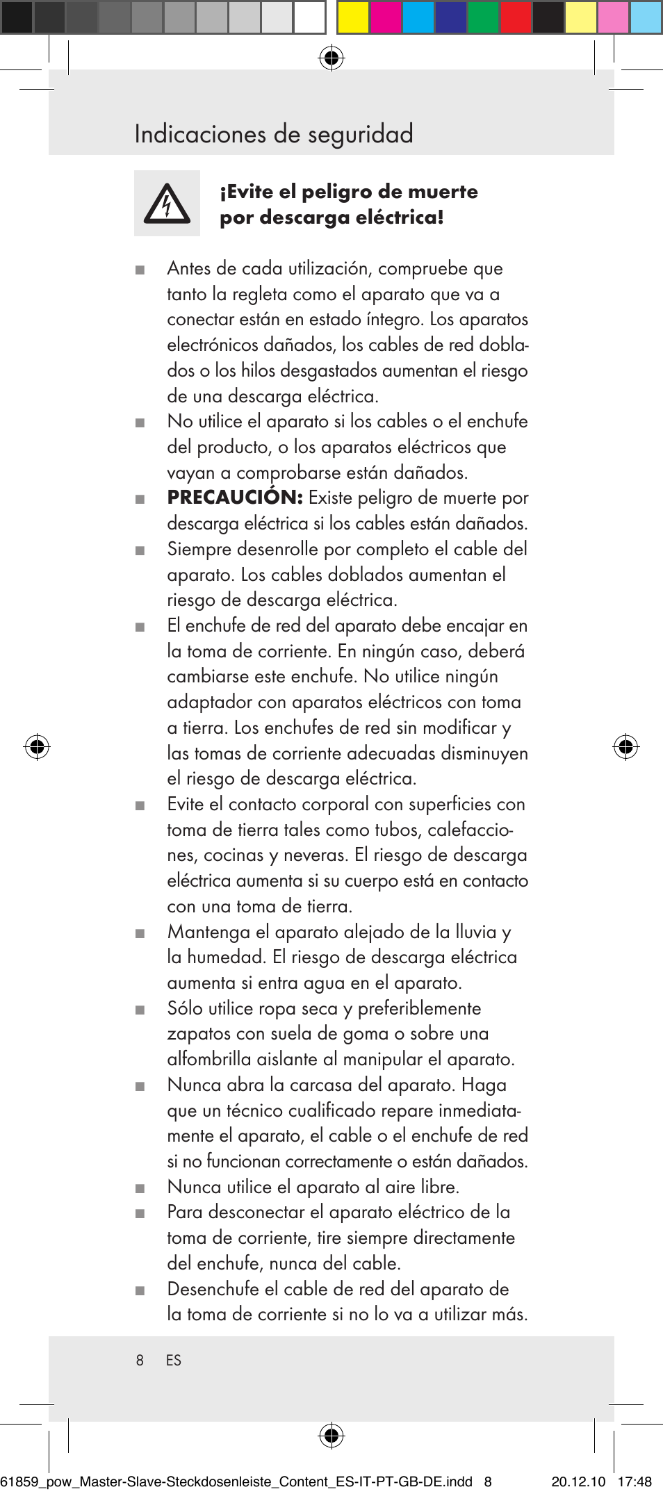 Indicaciones de seguridad | Powerfix Digital Master-Slave Extension Lead User Manual | Page 4 / 52