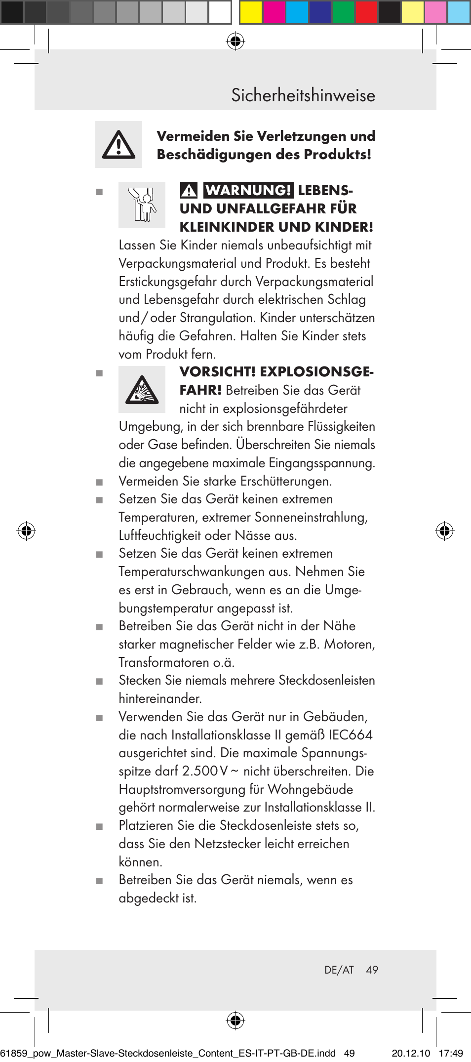Sicherheitshinweise | Powerfix Digital Master-Slave Extension Lead User Manual | Page 45 / 52