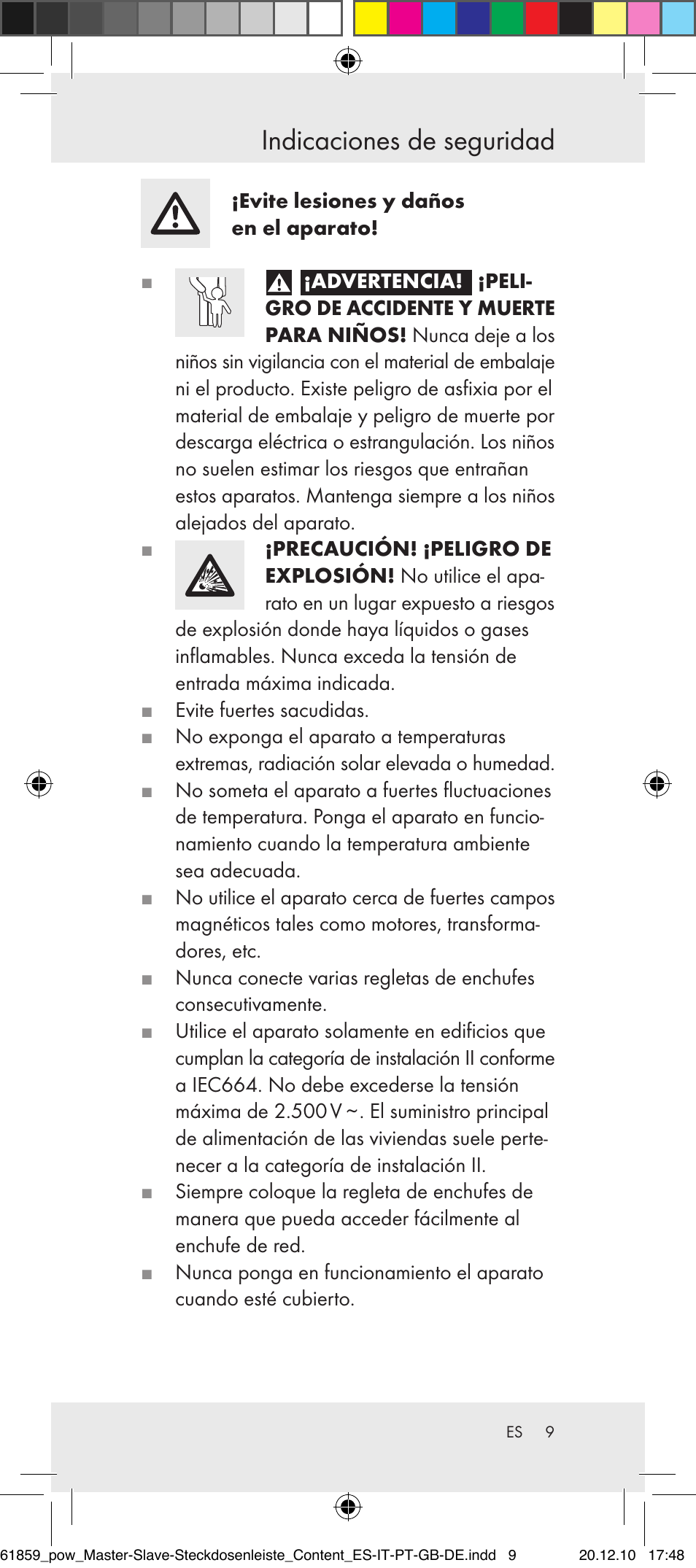 Indicaciones de seguridad | Powerfix Digital Master-Slave Extension Lead User Manual | Page 5 / 52
