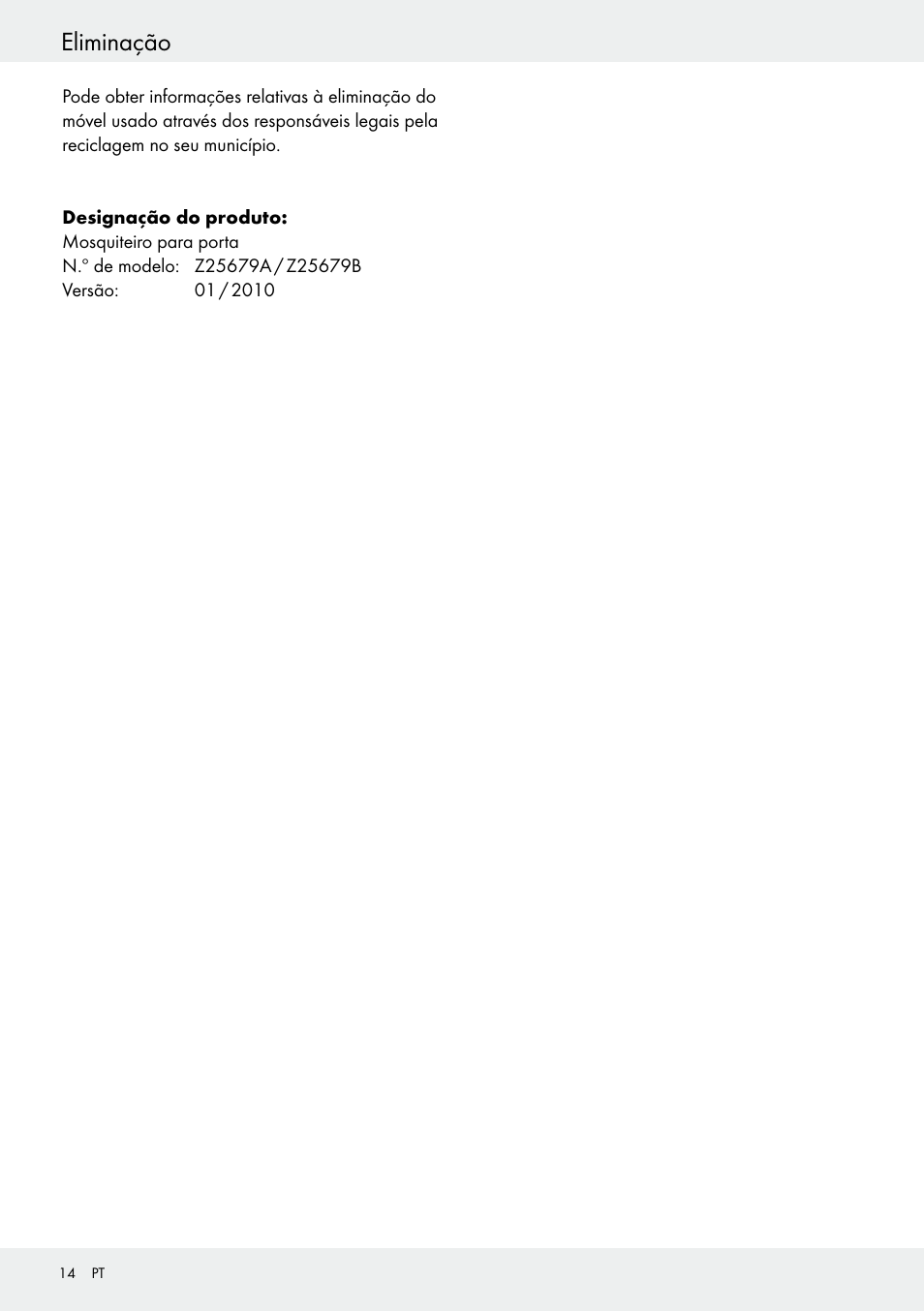 Eliminação | Powerfix Z25679A/Z25679B User Manual | Page 14 / 25