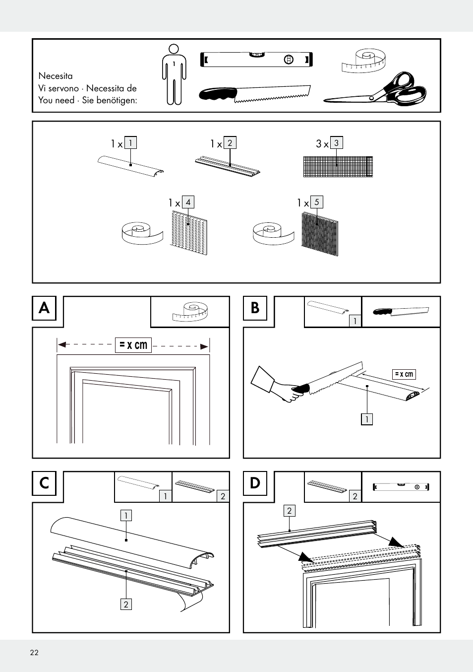 Sicherheit / bedienung, X cm | Powerfix Z25679A/Z25679B User Manual | Page 22 / 25