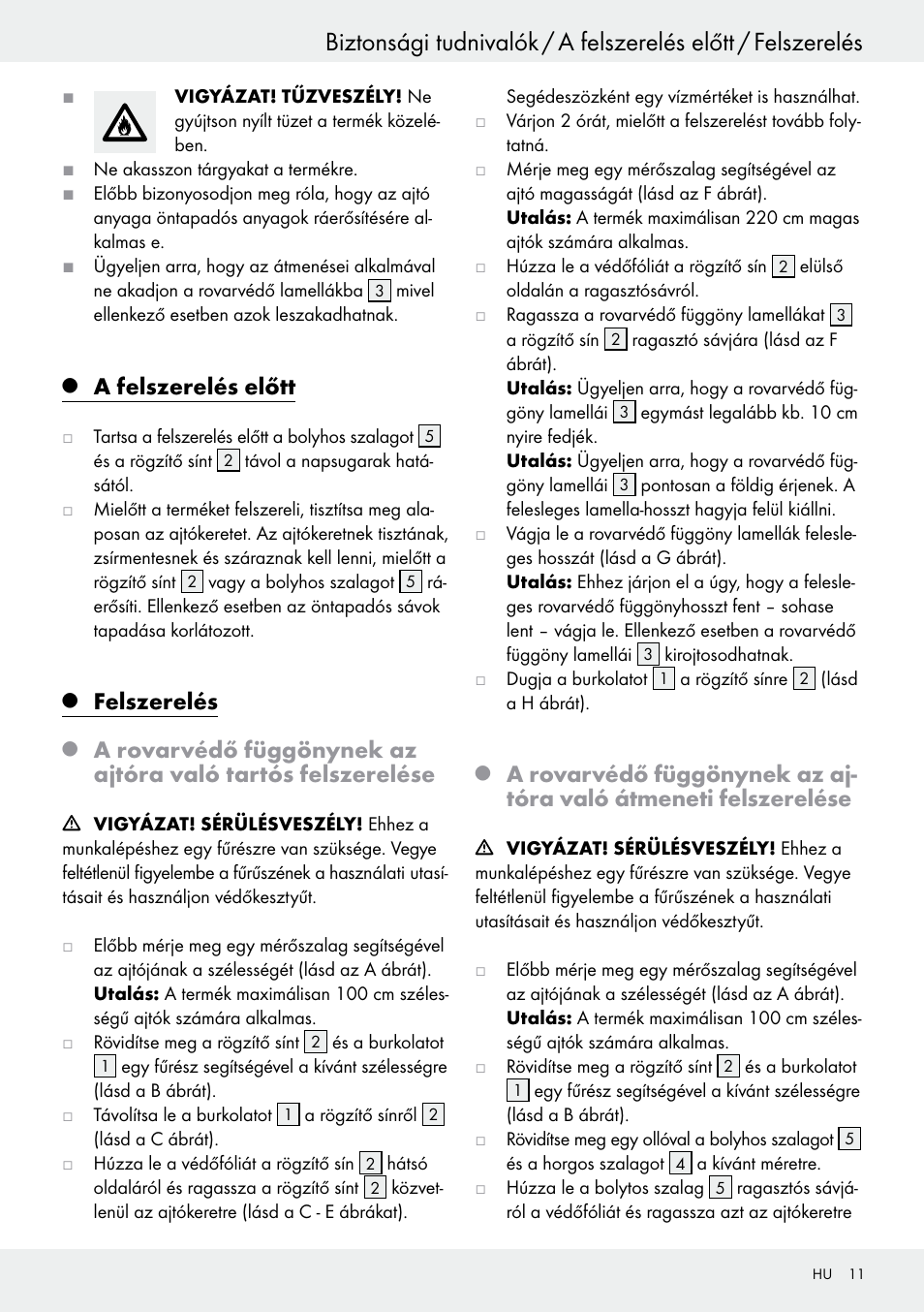 A felszerelés előtt, Felszerelés | Powerfix Z25679A/Z25679B User Manual | Page 11 / 33