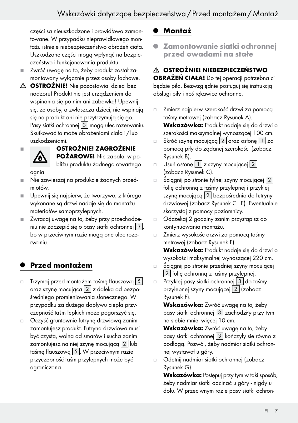 Przed montażem, Montaż | Powerfix Z25679A/Z25679B User Manual | Page 7 / 33