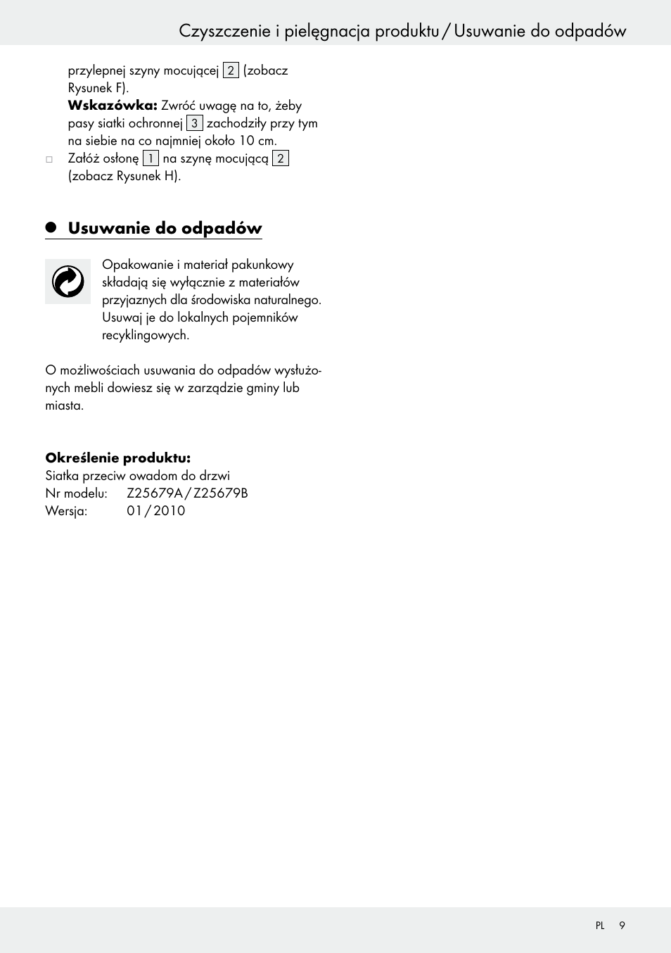 Usuwanie do odpadów | Powerfix Z25679A/Z25679B User Manual | Page 9 / 33