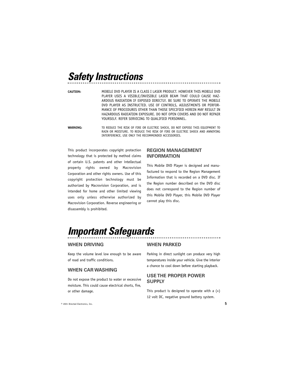 Safety instructions important safeguards | Directed Video DV2600 User Manual | Page 5 / 23