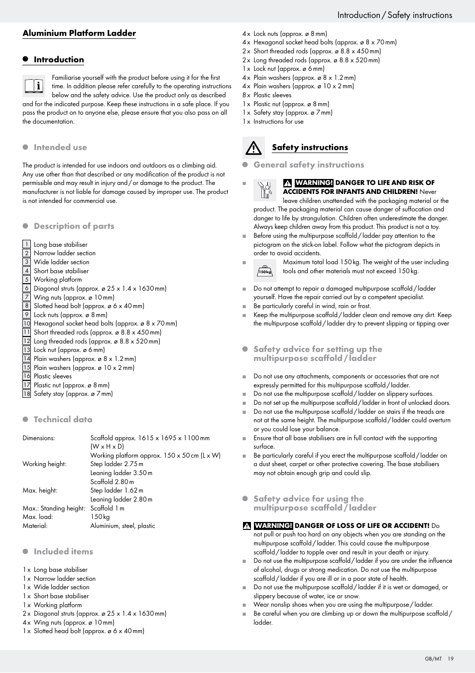 Introduction / safety instructions | Powerfix Z29798 User Manual | Page 19 / 30