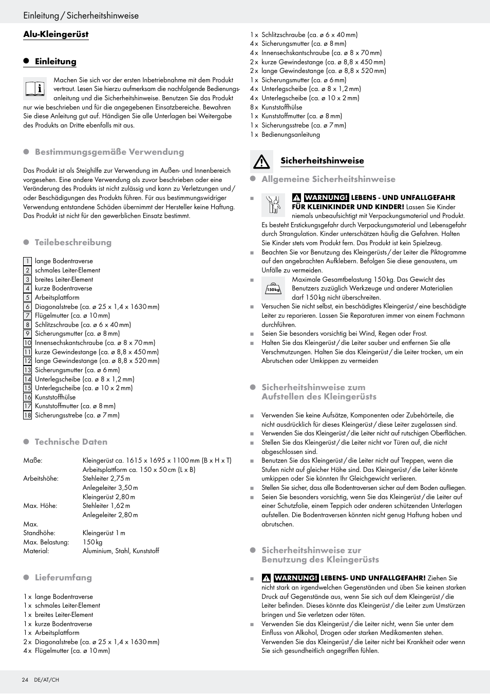 Einleitung / sicherheitshinweise | Powerfix Z29798 User Manual | Page 24 / 30