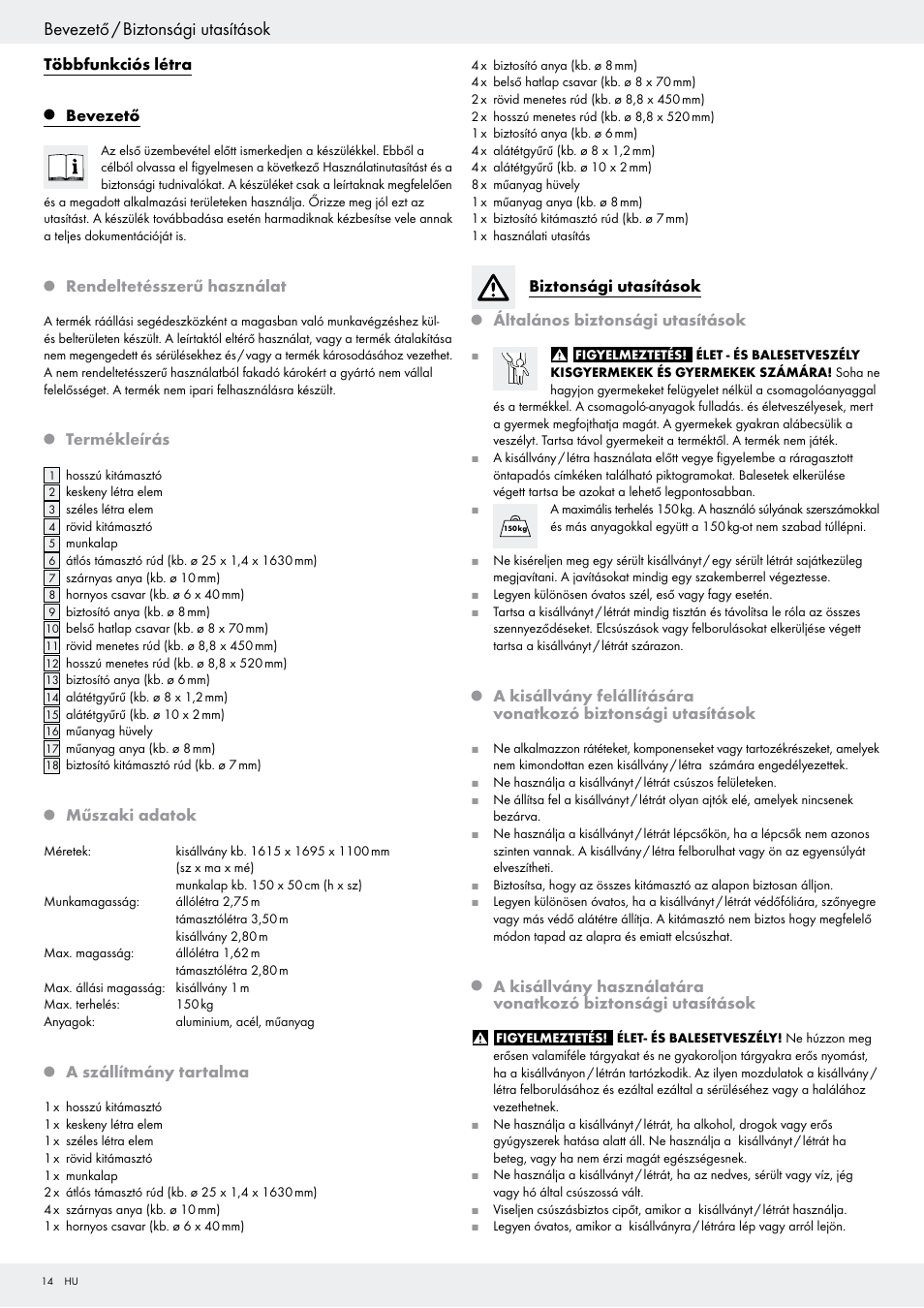 Bevezető / biztonsági utasítások | Powerfix Z29798 User Manual | Page 14 / 45