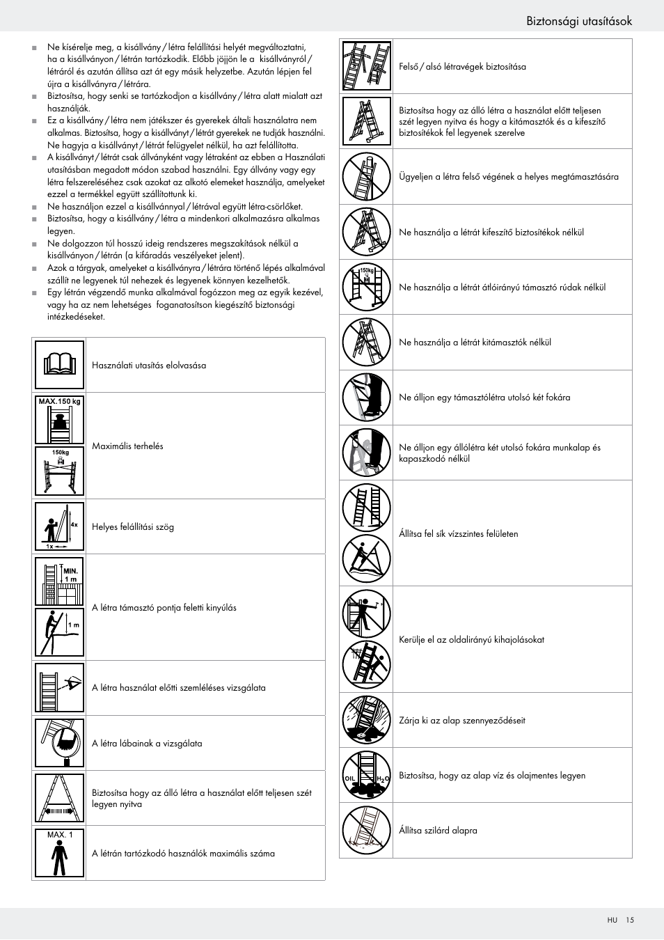 Biztonsági utasítások | Powerfix Z29798 User Manual | Page 15 / 45