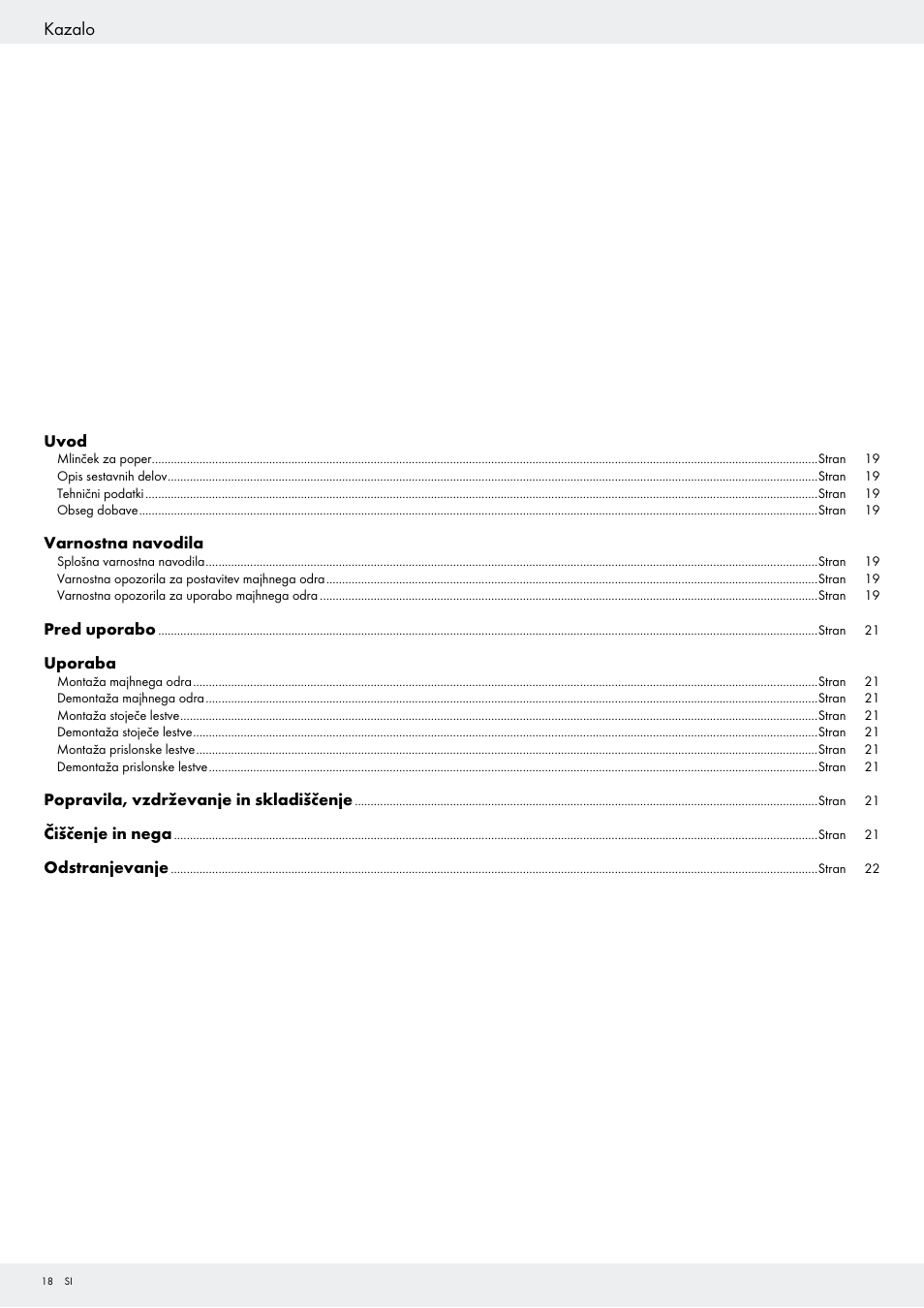 Kazalo | Powerfix Z29798 User Manual | Page 18 / 45