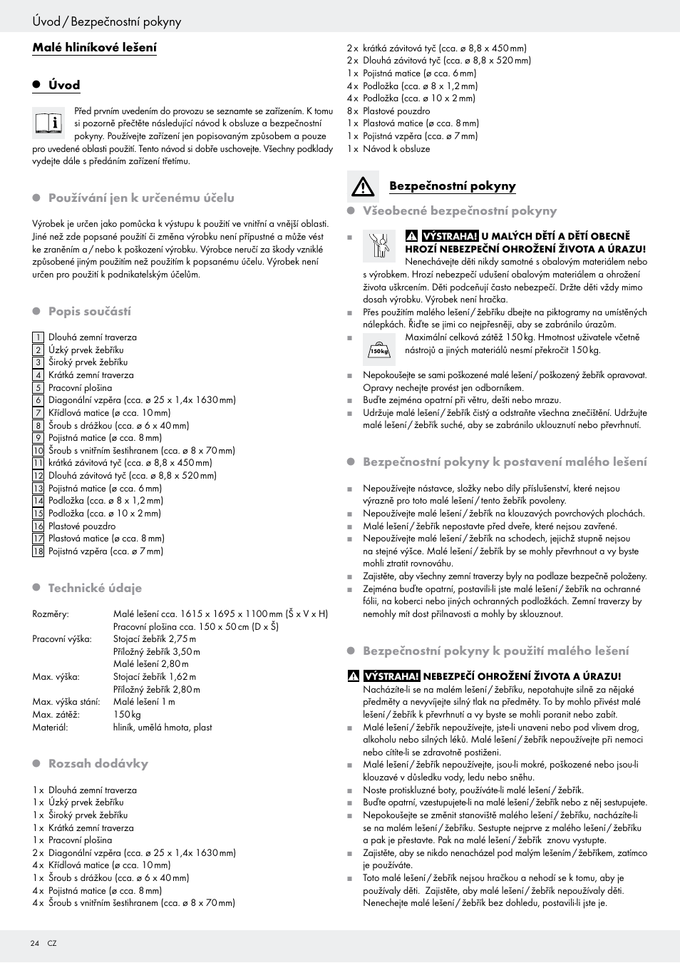 Úvod / bezpečnostní pokyny | Powerfix Z29798 User Manual | Page 24 / 45