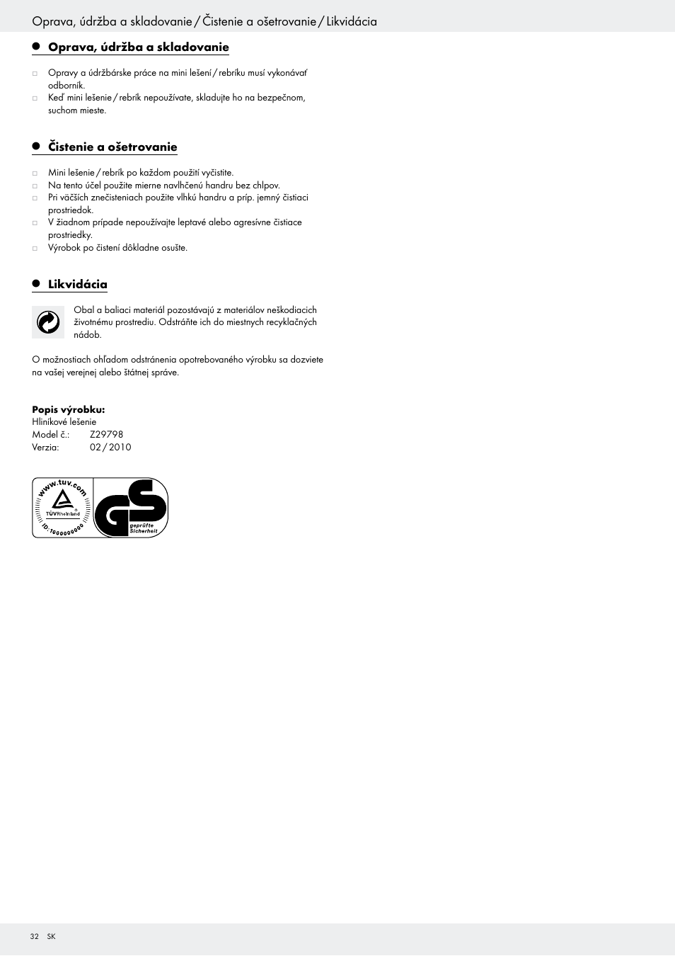 Powerfix Z29798 User Manual | Page 32 / 45