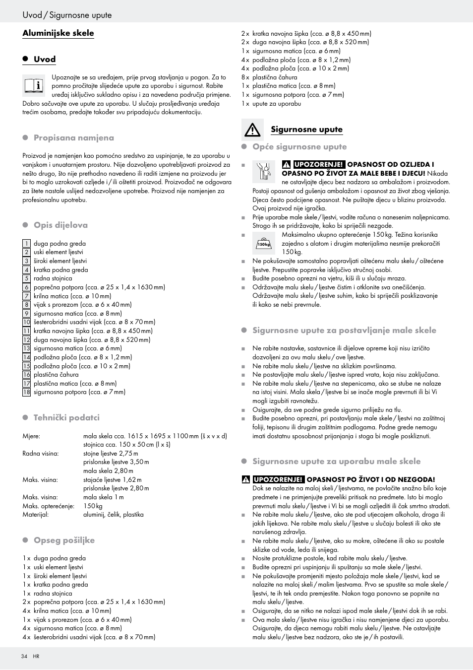 Uvod / sigurnosne upute | Powerfix Z29798 User Manual | Page 34 / 45