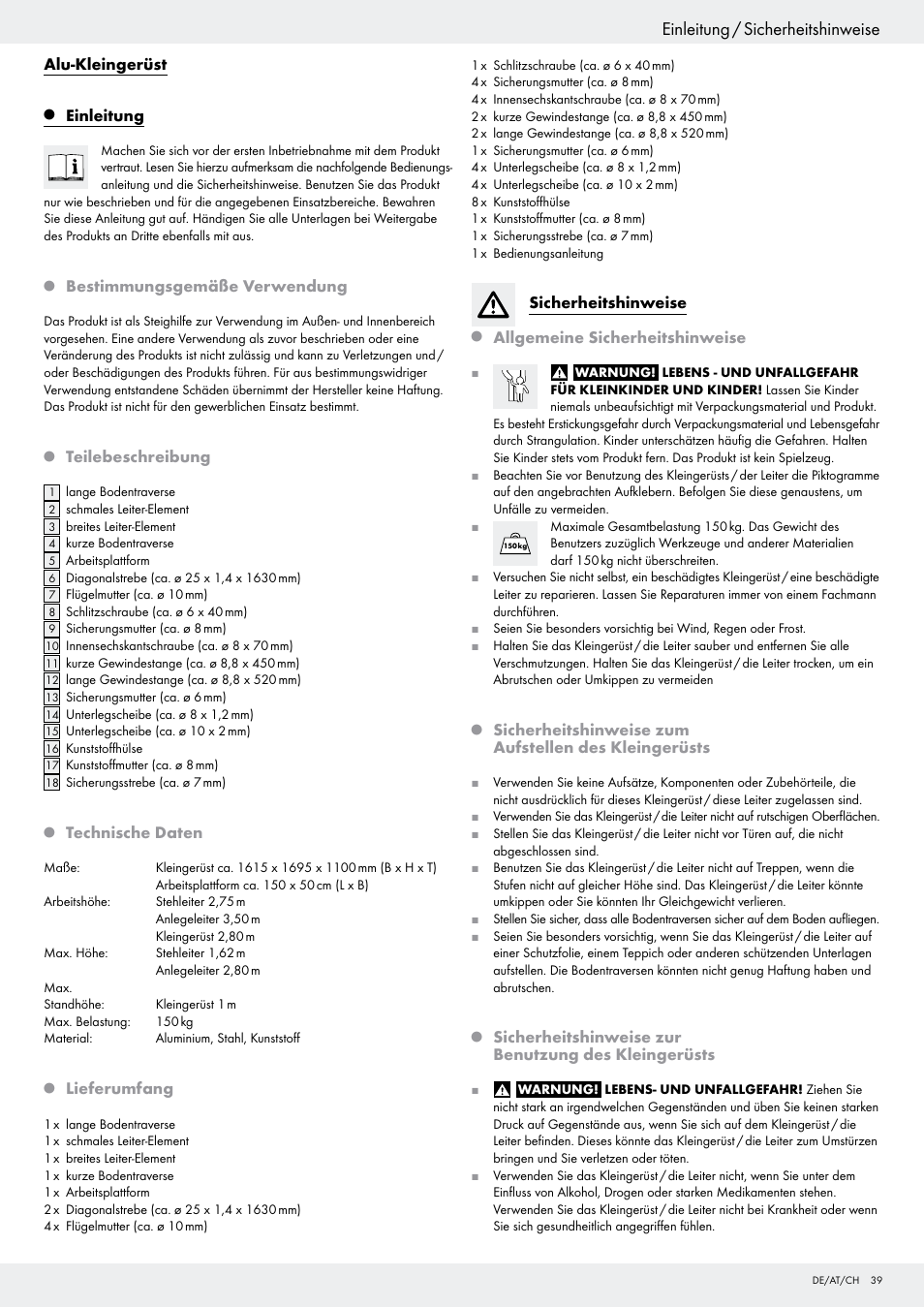 Einleitung / sicherheitshinweise | Powerfix Z29798 User Manual | Page 39 / 45