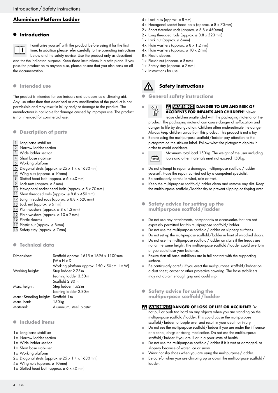 Introduction / safety instructions | Powerfix Z29798 User Manual | Page 4 / 45