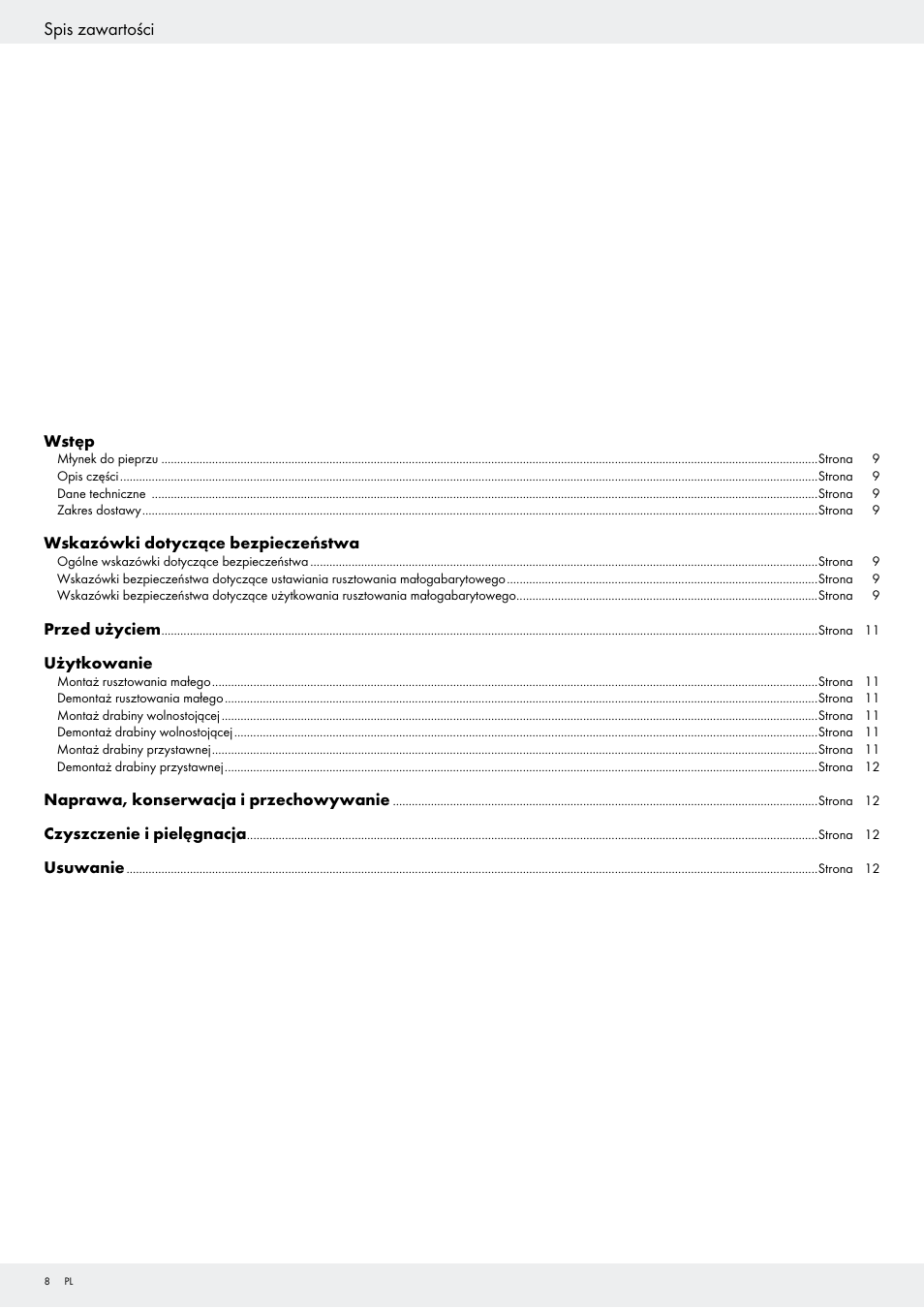 Spis zawartości | Powerfix Z29798 User Manual | Page 8 / 45
