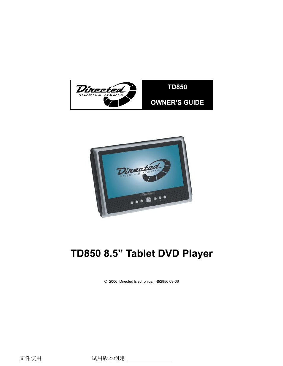 Directed Electronics TD850 User Manual | 52 pages